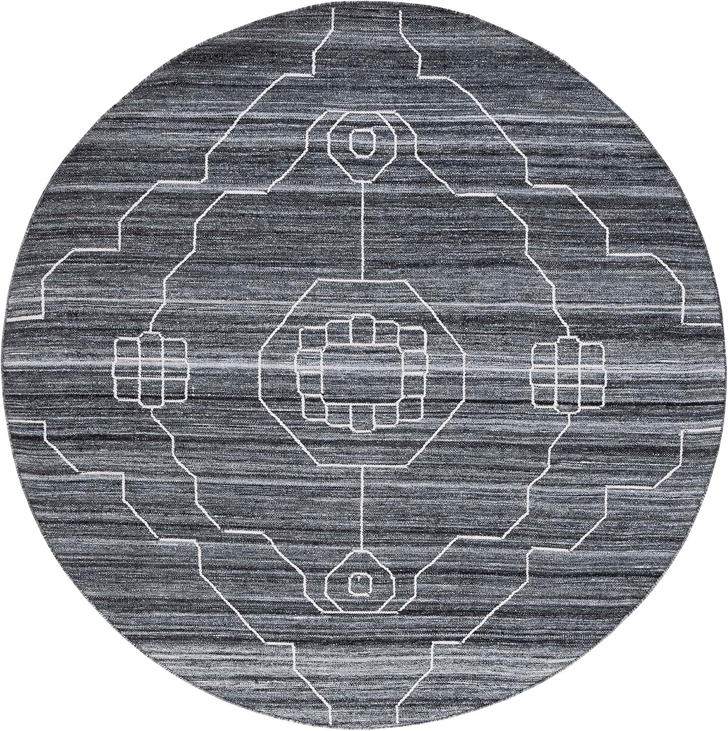 image:imageSAFAVIEH Kilim Collection Area Rug 6 x 9 Blue amp Ivory Flat Weave Rustic Boho Tribal Design NonShedding amp Easy Care Ideal for High Traffic Areas in Living Room Bedroom KLM763MBlackIvory