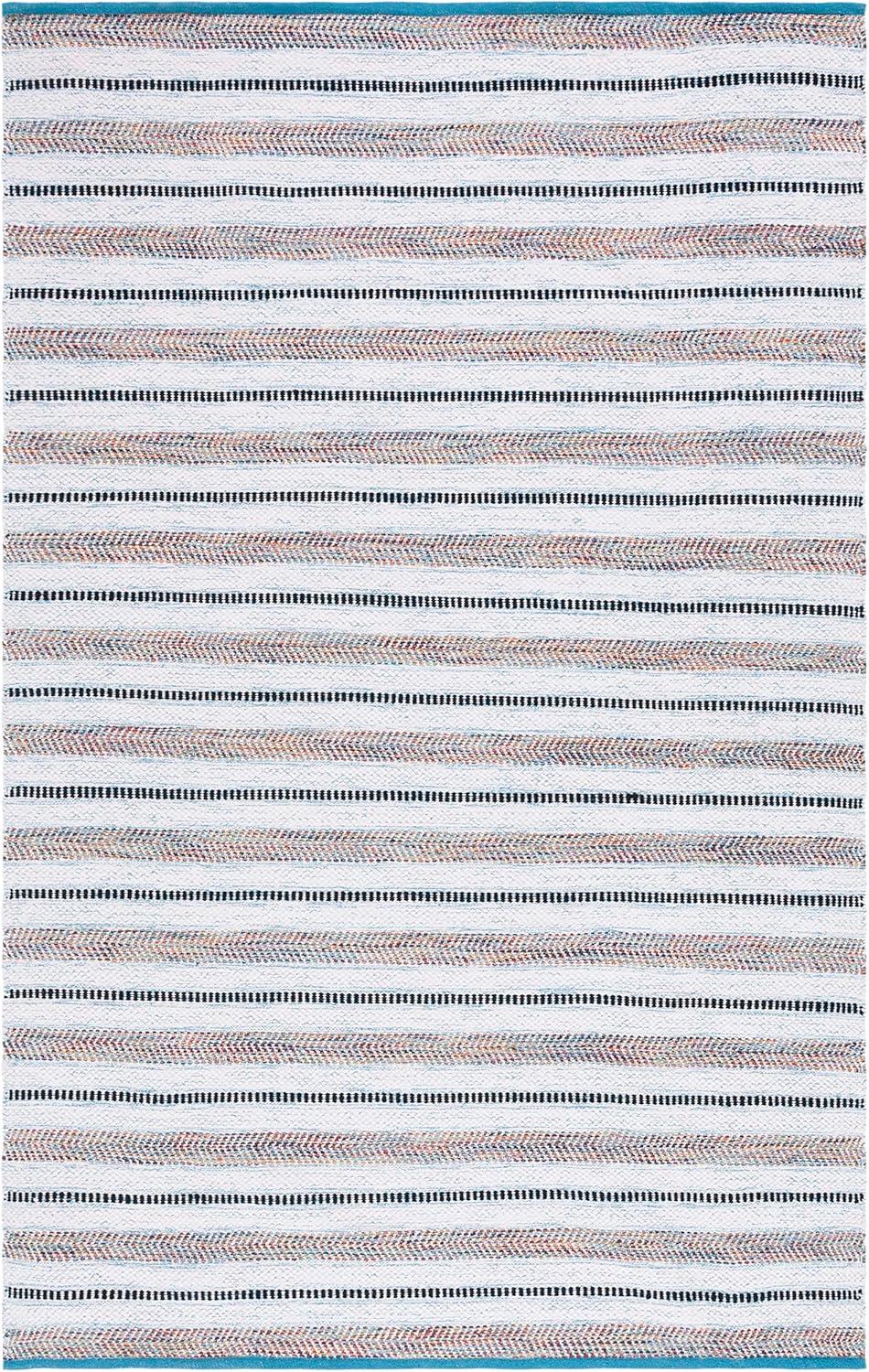 image:imageSAFAVIEH Kilim Collection Area Rug 6 x 9 Blue amp Ivory Flat Weave Rustic Boho Tribal Design NonShedding amp Easy Care Ideal for High Traffic Areas in Living Room Bedroom KLM763MTurquoiseIvory