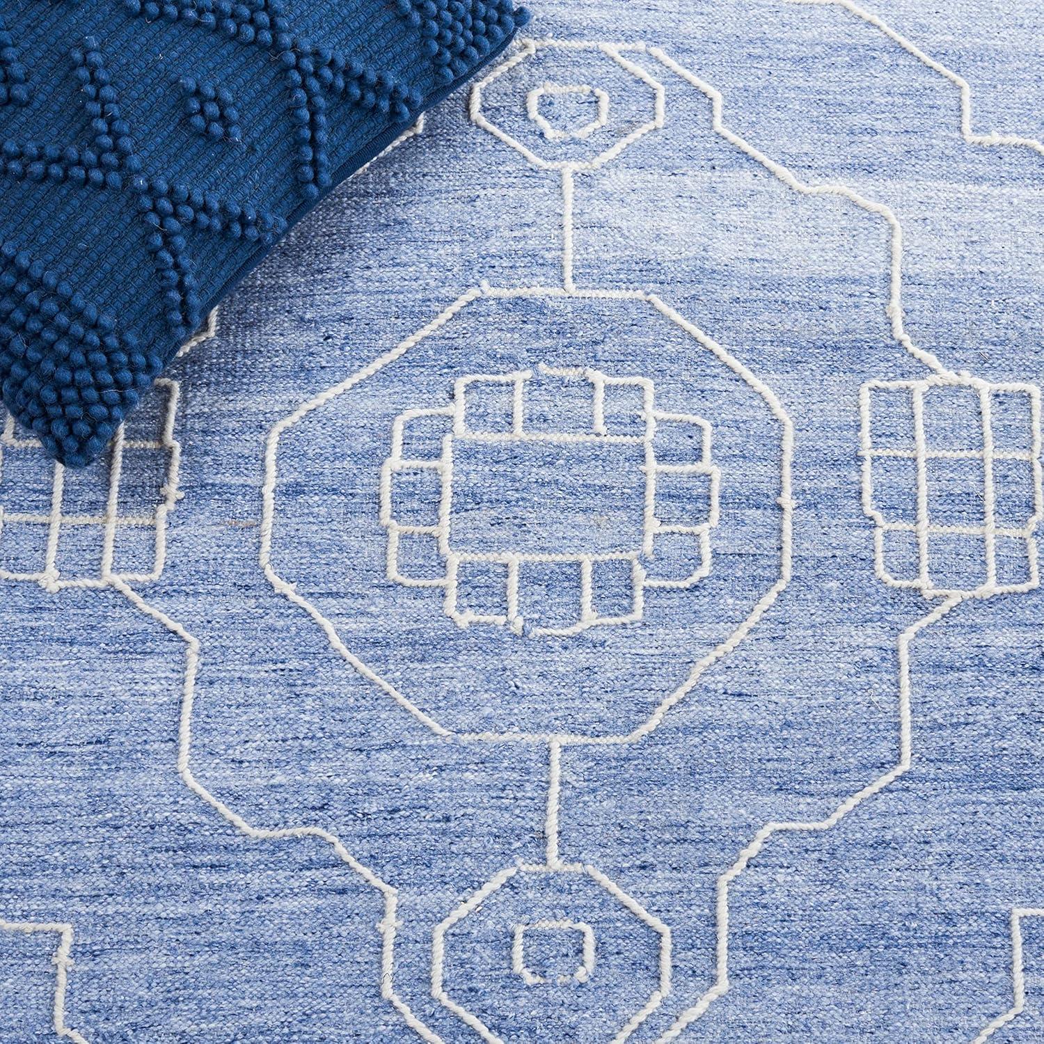 image:imageSAFAVIEH Kilim Collection Area Rug 6 x 9 Blue amp Ivory Flat Weave Rustic Boho Tribal Design NonShedding amp Easy Care Ideal for High Traffic Areas in Living Room Bedroom KLM763MBlueIvory