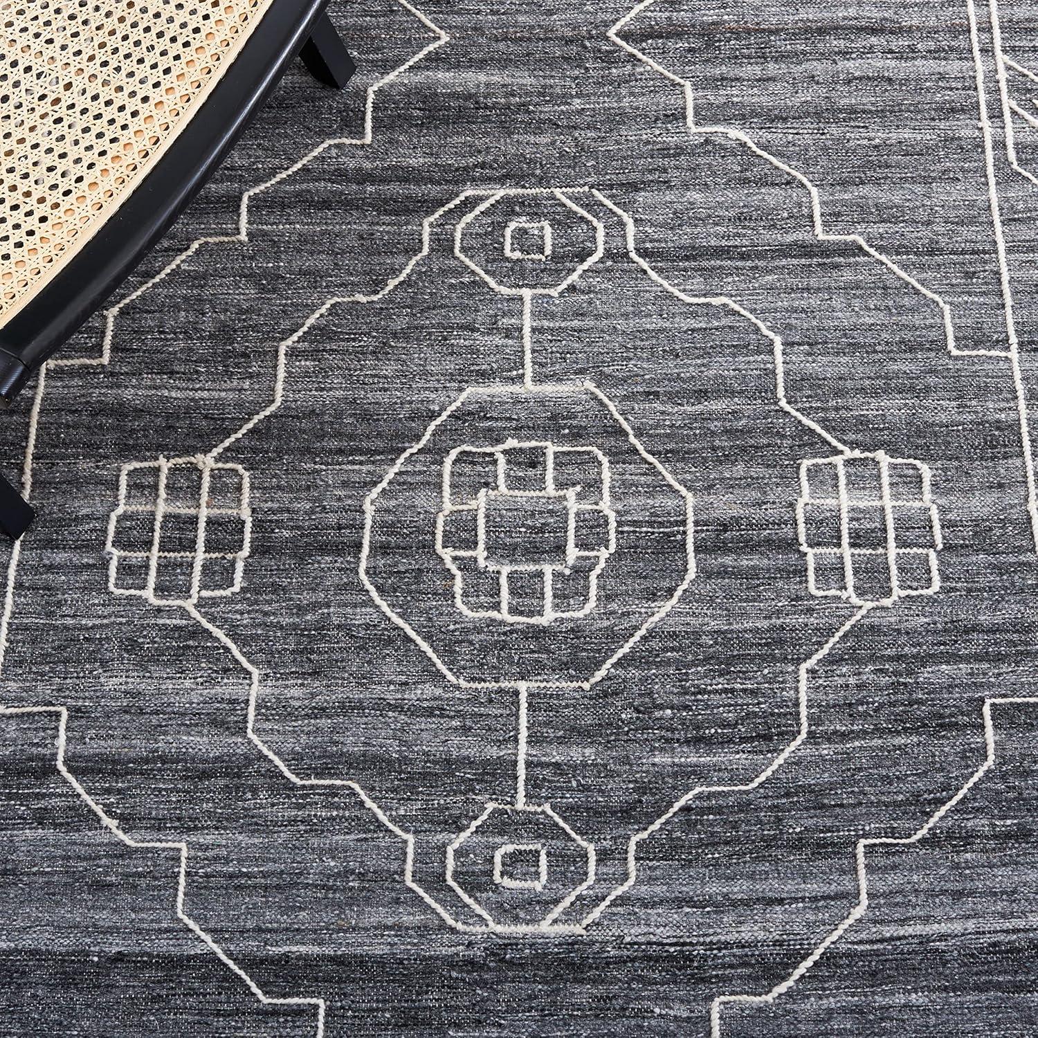 image:imageSAFAVIEH Kilim Collection Area Rug 6 x 9 Blue amp Ivory Flat Weave Rustic Boho Tribal Design NonShedding amp Easy Care Ideal for High Traffic Areas in Living Room Bedroom KLM763MBlackIvory