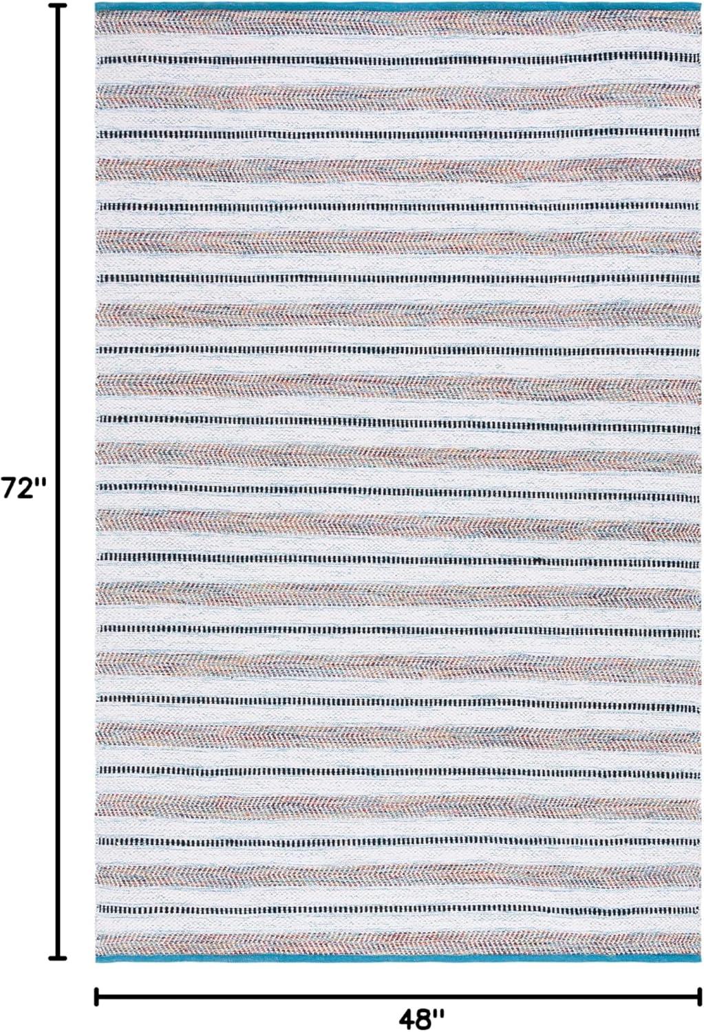 image:imageSAFAVIEH Kilim Collection Area Rug 6 x 9 Blue amp Ivory Flat Weave Rustic Boho Tribal Design NonShedding amp Easy Care Ideal for High Traffic Areas in Living Room Bedroom KLM763MTurquoiseIvory