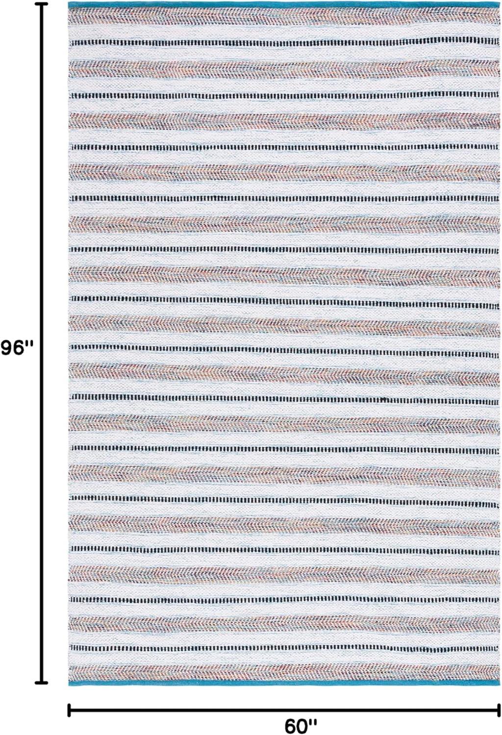 image:imageSAFAVIEH Kilim Collection Area Rug 6 x 9 Blue amp Ivory Flat Weave Rustic Boho Tribal Design NonShedding amp Easy Care Ideal for High Traffic Areas in Living Room Bedroom KLM763MTurquoiseIvory