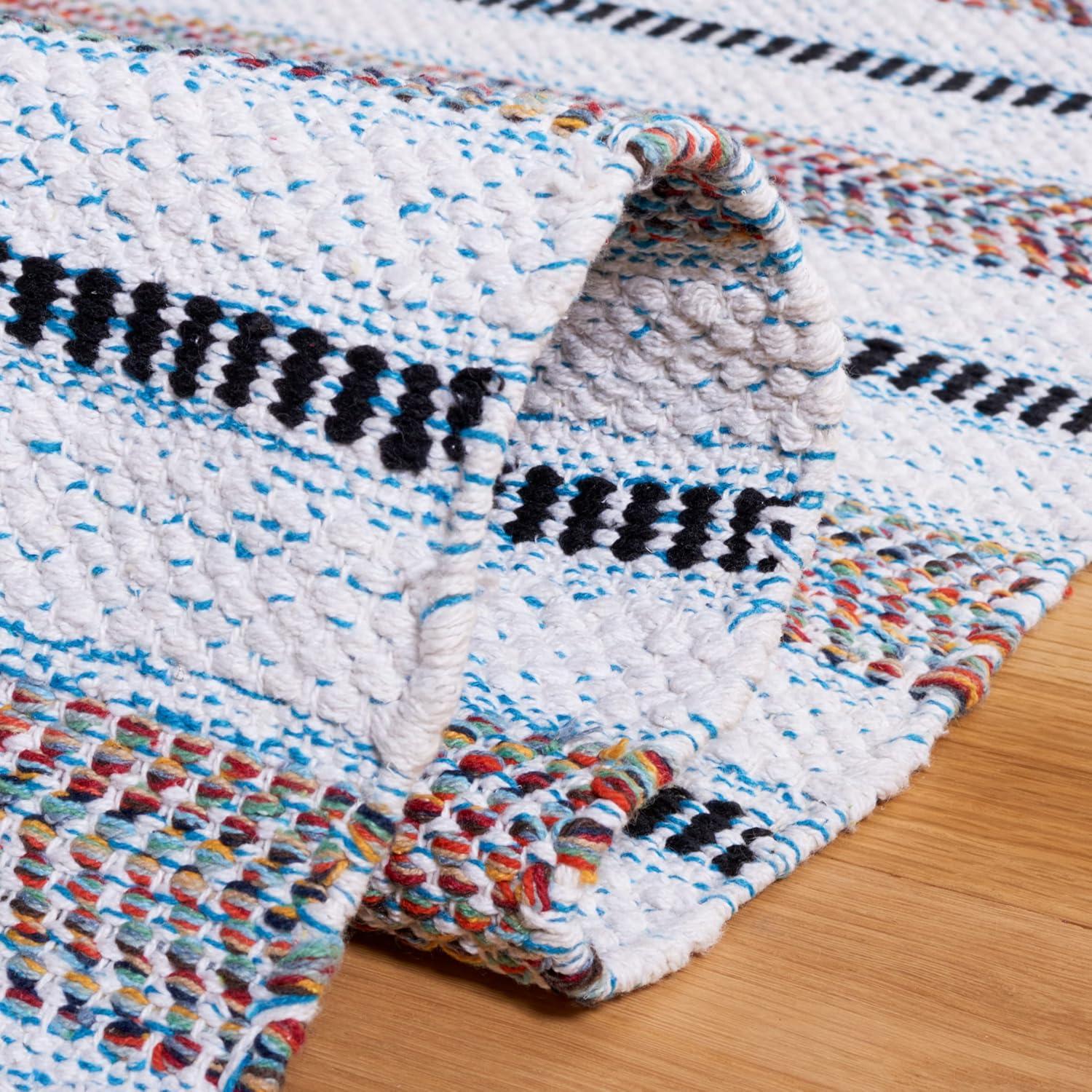 image:imageSAFAVIEH Kilim Collection Area Rug 6 x 9 Blue amp Ivory Flat Weave Rustic Boho Tribal Design NonShedding amp Easy Care Ideal for High Traffic Areas in Living Room Bedroom KLM763MTurquoiseIvory