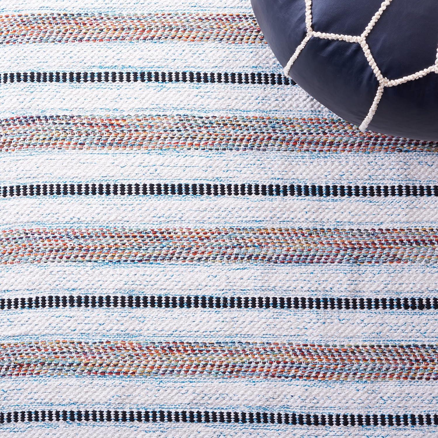 image:imageSAFAVIEH Kilim Collection Area Rug 6 x 9 Blue amp Ivory Flat Weave Rustic Boho Tribal Design NonShedding amp Easy Care Ideal for High Traffic Areas in Living Room Bedroom KLM763MTurquoiseIvory