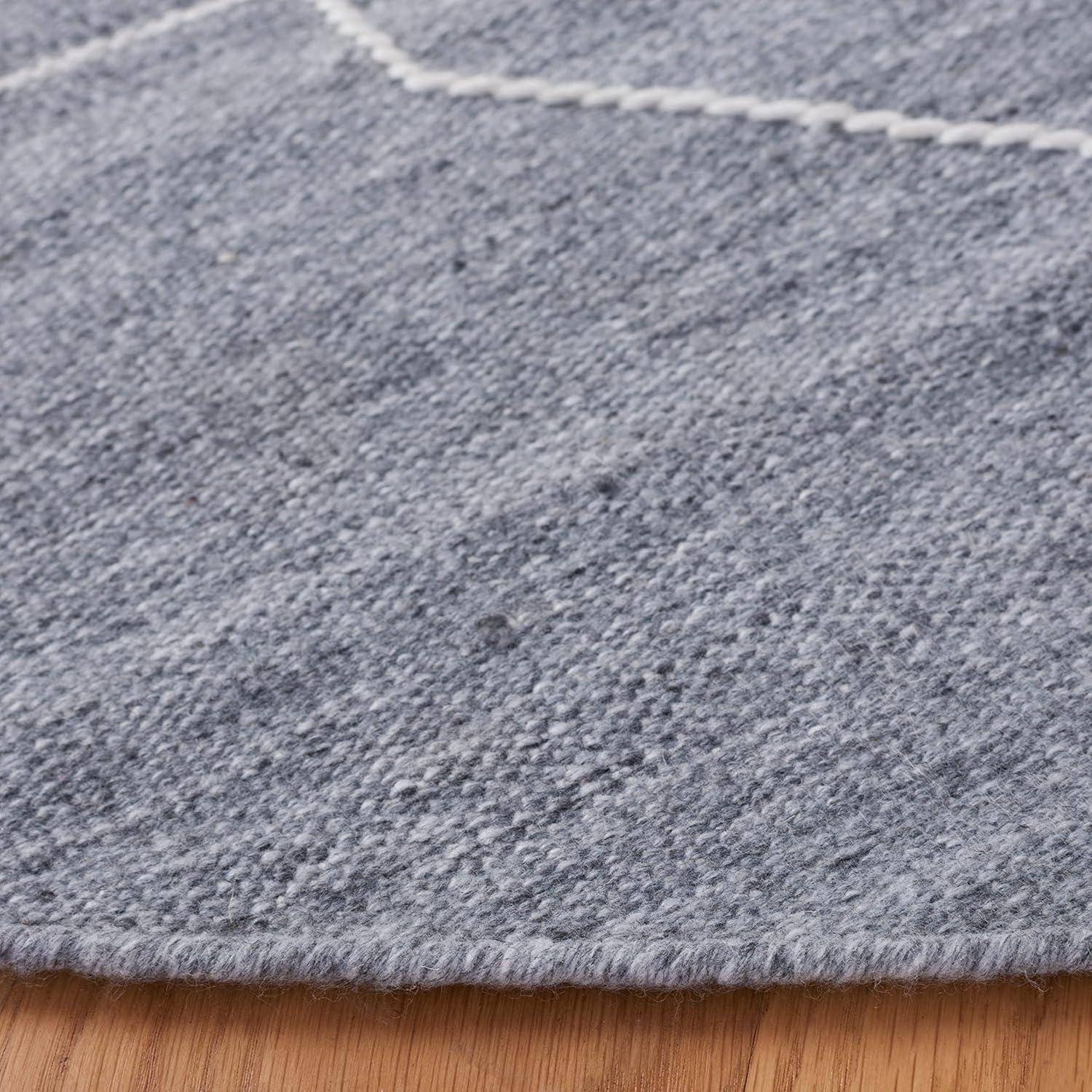 image:imageSAFAVIEH Kilim Collection Area Rug 6 x 9 Blue amp Ivory Flat Weave Rustic Boho Tribal Design NonShedding amp Easy Care Ideal for High Traffic Areas in Living Room Bedroom KLM763MDark GreyIvory