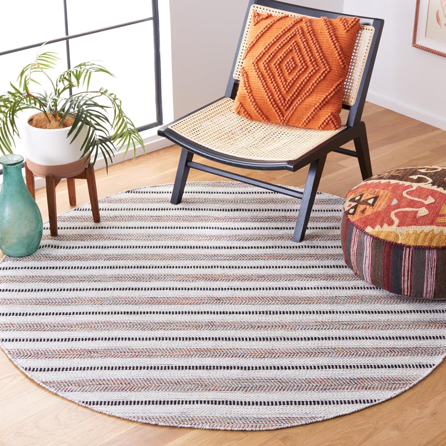 image:imageSAFAVIEH Kilim Collection Area Rug 6 x 9 Blue amp Ivory Flat Weave Rustic Boho Tribal Design NonShedding amp Easy Care Ideal for High Traffic Areas in Living Room Bedroom KLM763MGreyIvory