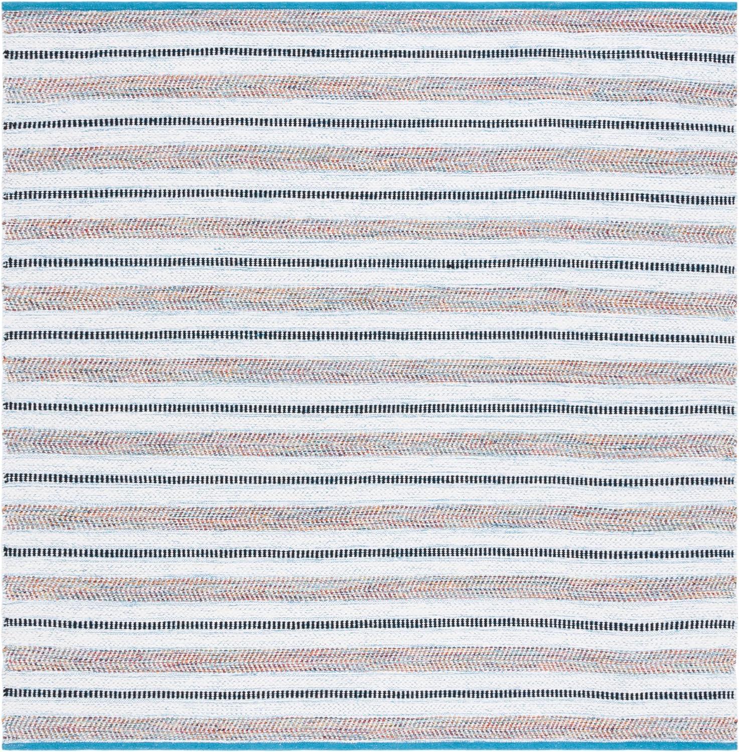 image:imageSAFAVIEH Kilim Collection Area Rug 6 x 9 Blue amp Ivory Flat Weave Rustic Boho Tribal Design NonShedding amp Easy Care Ideal for High Traffic Areas in Living Room Bedroom KLM763MTurquoiseIvory
