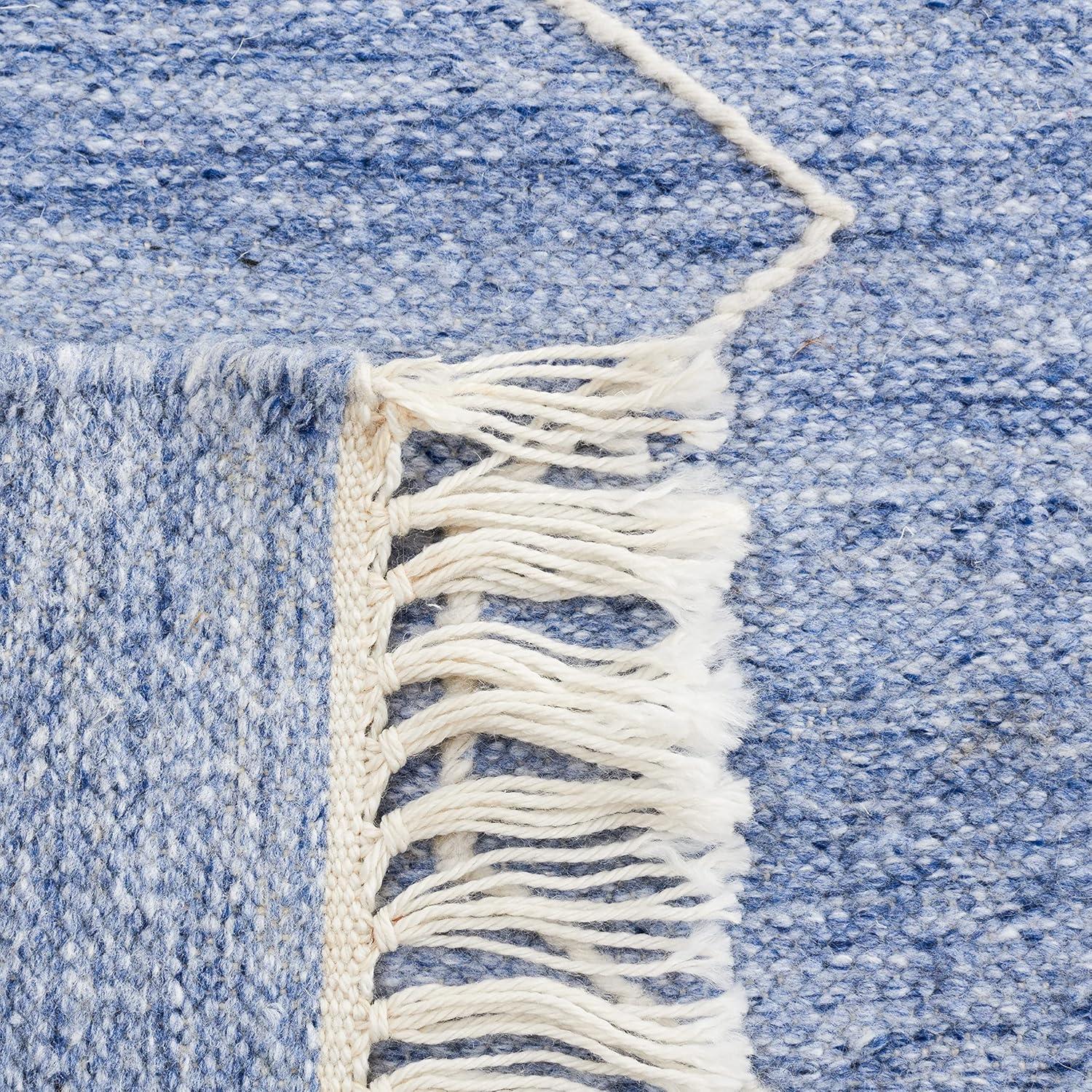 image:imageSAFAVIEH Kilim Collection Area Rug 6 x 9 Blue amp Ivory Flat Weave Rustic Boho Tribal Design NonShedding amp Easy Care Ideal for High Traffic Areas in Living Room Bedroom KLM763MBlueIvory