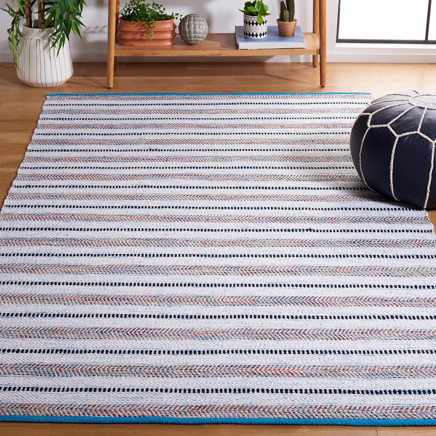 image:imageSAFAVIEH Kilim Collection Area Rug 6 x 9 Blue amp Ivory Flat Weave Rustic Boho Tribal Design NonShedding amp Easy Care Ideal for High Traffic Areas in Living Room Bedroom KLM763MTurquoiseIvory