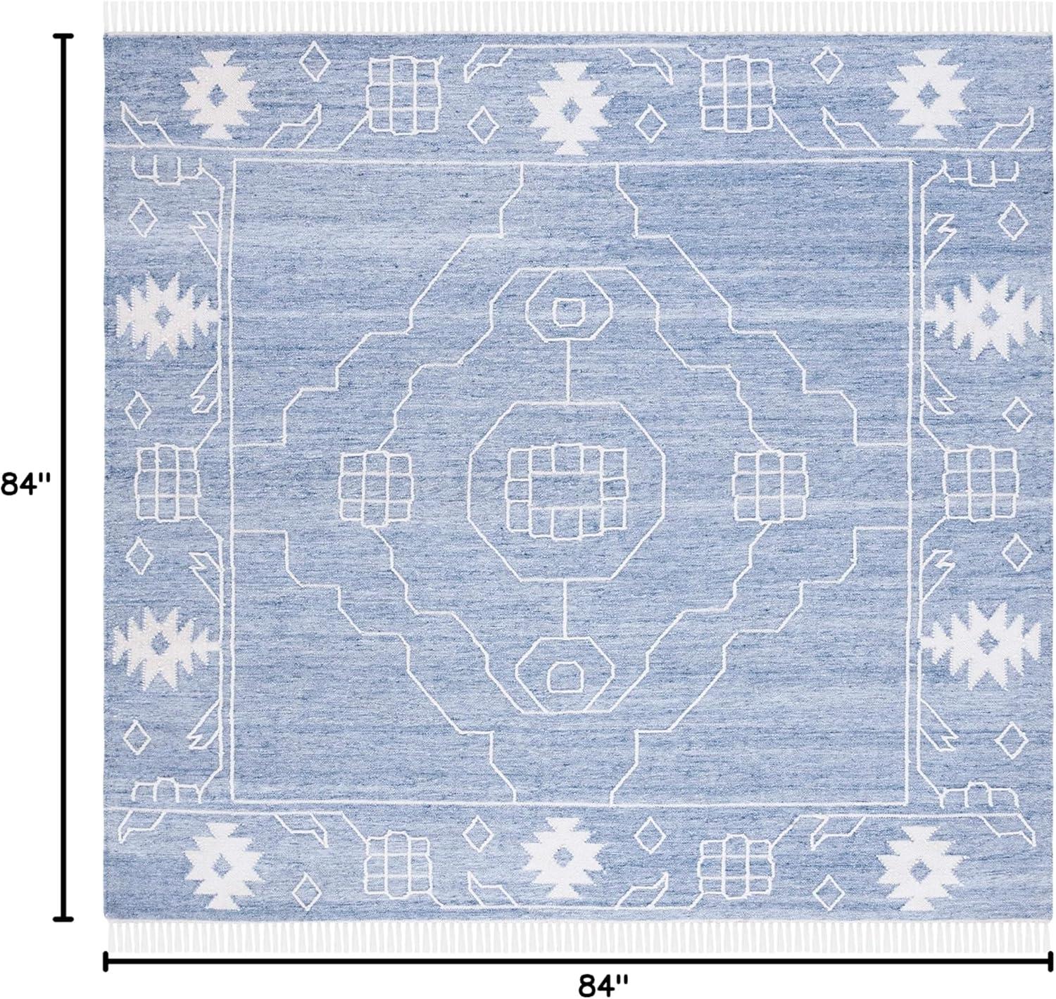 image:imageSAFAVIEH Kilim Collection Area Rug 6 x 9 Blue amp Ivory Flat Weave Rustic Boho Tribal Design NonShedding amp Easy Care Ideal for High Traffic Areas in Living Room Bedroom KLM763MBlueIvory