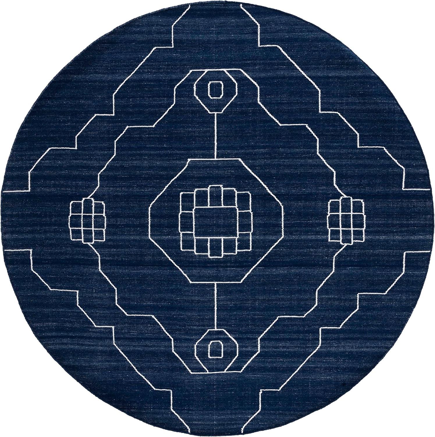 image:imageSAFAVIEH Kilim Collection Area Rug 6 x 9 Blue amp Ivory Flat Weave Rustic Boho Tribal Design NonShedding amp Easy Care Ideal for High Traffic Areas in Living Room Bedroom KLM763MNavyIvory