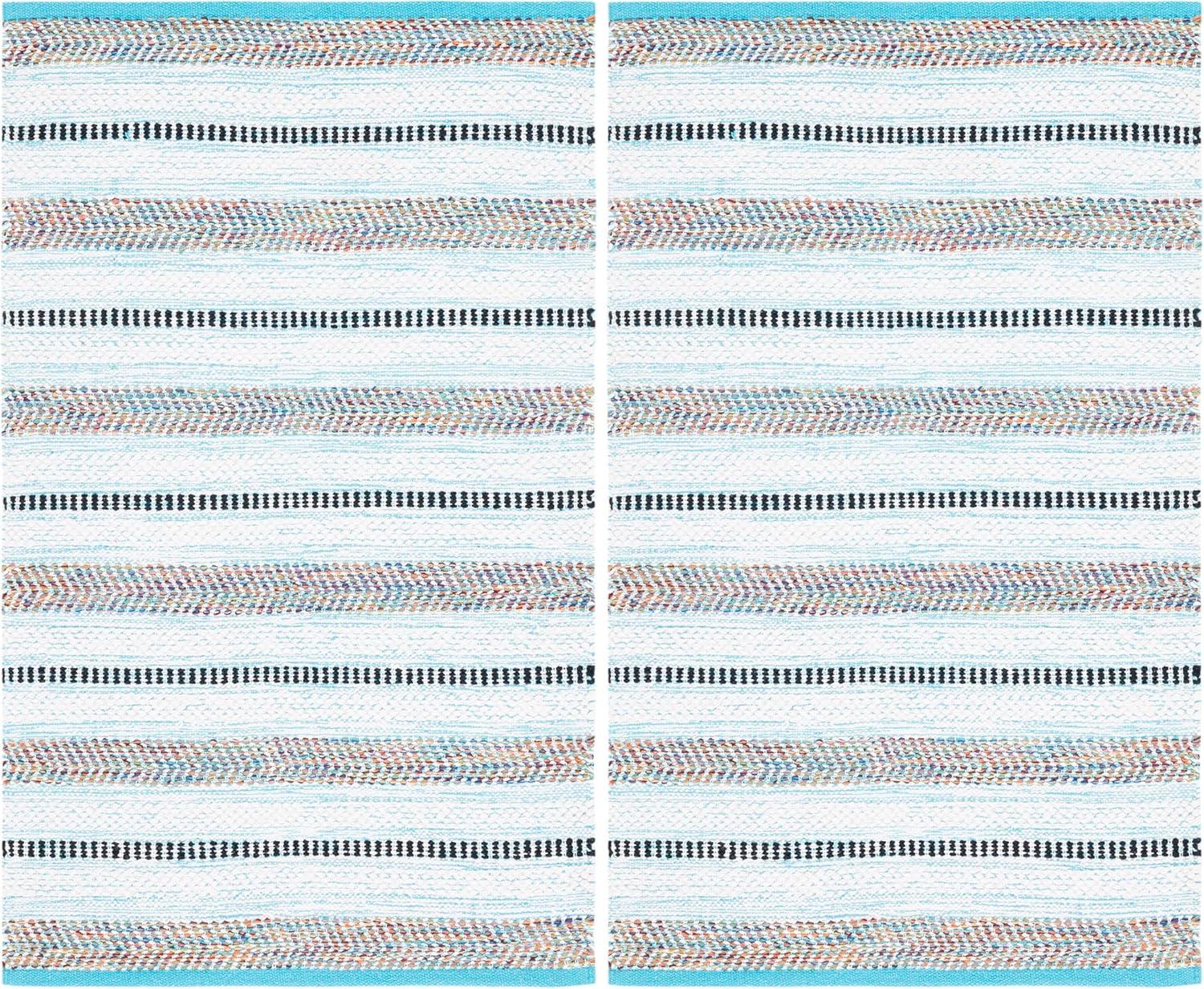 image:imageSAFAVIEH Kilim Collection Area Rug 6 x 9 Blue amp Ivory Flat Weave Rustic Boho Tribal Design NonShedding amp Easy Care Ideal for High Traffic Areas in Living Room Bedroom KLM763MTurquoiseIvory