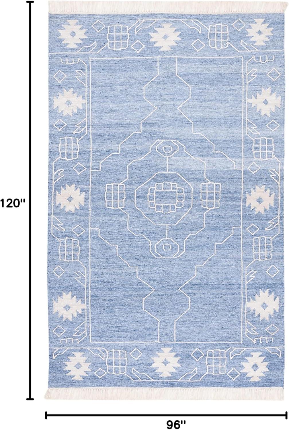 image:imageSAFAVIEH Kilim Collection Area Rug 6 x 9 Blue amp Ivory Flat Weave Rustic Boho Tribal Design NonShedding amp Easy Care Ideal for High Traffic Areas in Living Room Bedroom KLM763MBlueIvory
