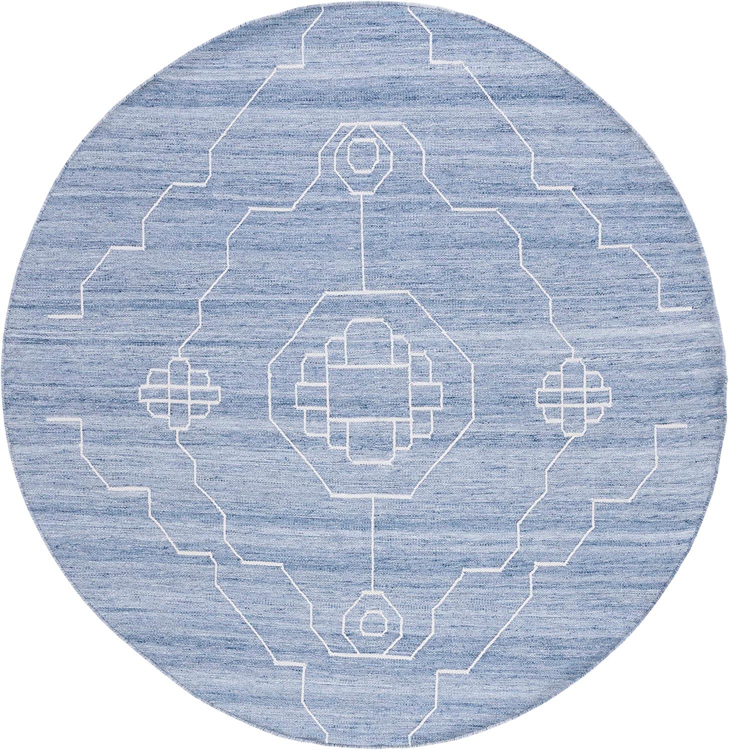 image:imageSAFAVIEH Kilim Collection Area Rug 6 x 9 Blue amp Ivory Flat Weave Rustic Boho Tribal Design NonShedding amp Easy Care Ideal for High Traffic Areas in Living Room Bedroom KLM763MBlueIvory