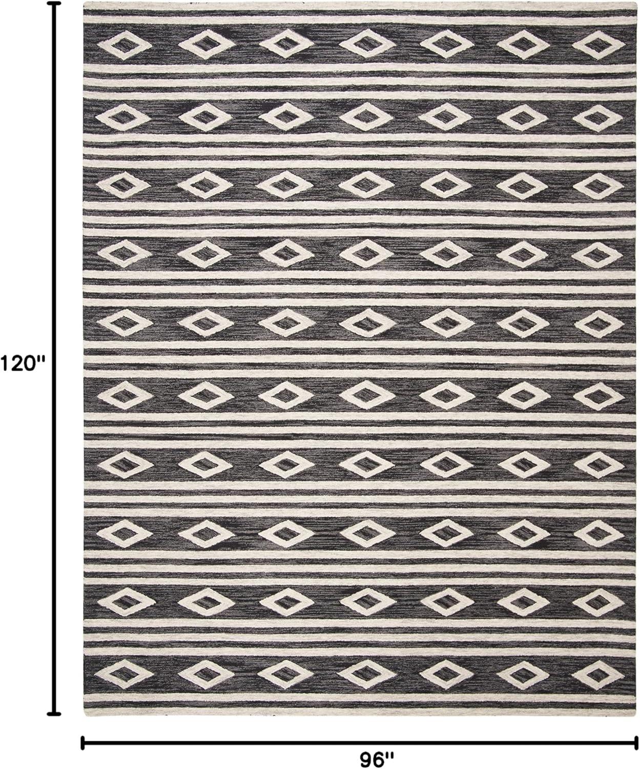 image:imageSAFAVIEH MicroLoop Collection Area Rug 5 Square Navy amp Ivory Handmade Moroccan Tribal Wool Ideal for High Traffic Areas in Living Room Bedroom MLP153NCharcoalIvory
