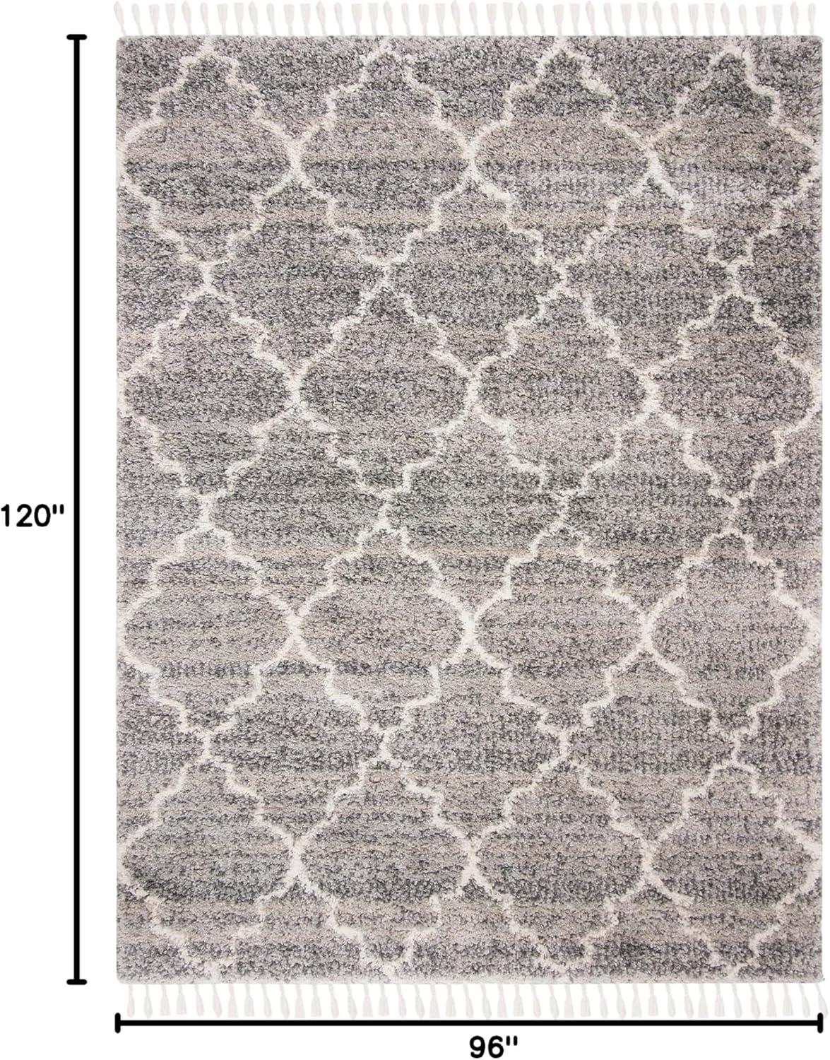 image:imageSAFAVIEH Montreal Shag Collection 53 x 76 NavyIvory SGML938N Trellis NonShedding Living Room Bedroom Dining Room Entryway Plush 2inch Thick Area RugGreyIvory
