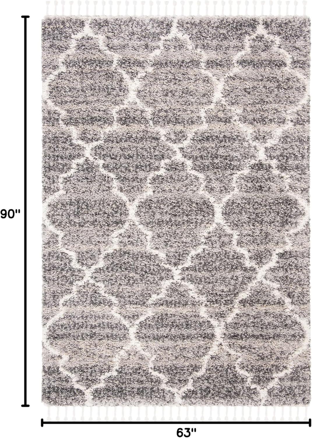 image:imageSAFAVIEH Montreal Shag Collection 53 x 76 NavyIvory SGML938N Trellis NonShedding Living Room Bedroom Dining Room Entryway Plush 2inch Thick Area RugGreyIvory
