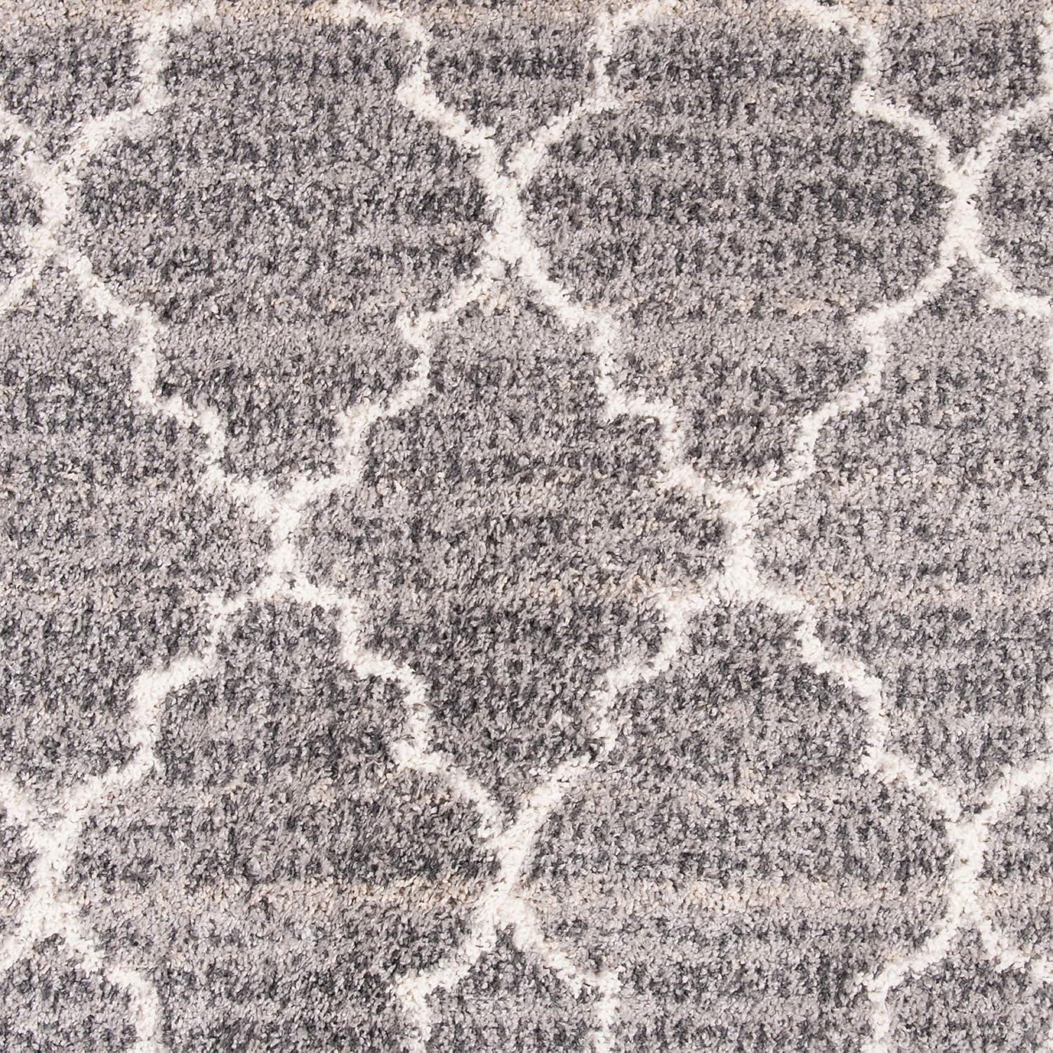 image:imageSAFAVIEH Montreal Shag Collection 53 x 76 NavyIvory SGML938N Trellis NonShedding Living Room Bedroom Dining Room Entryway Plush 2inch Thick Area RugGreyIvory