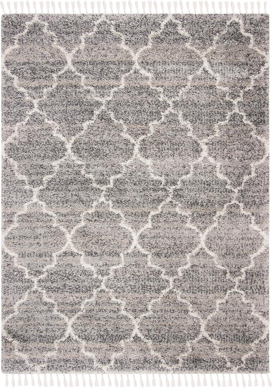 image:imageSAFAVIEH Montreal Shag Collection 53 x 76 NavyIvory SGML938N Trellis NonShedding Living Room Bedroom Dining Room Entryway Plush 2inch Thick Area RugGreyIvory