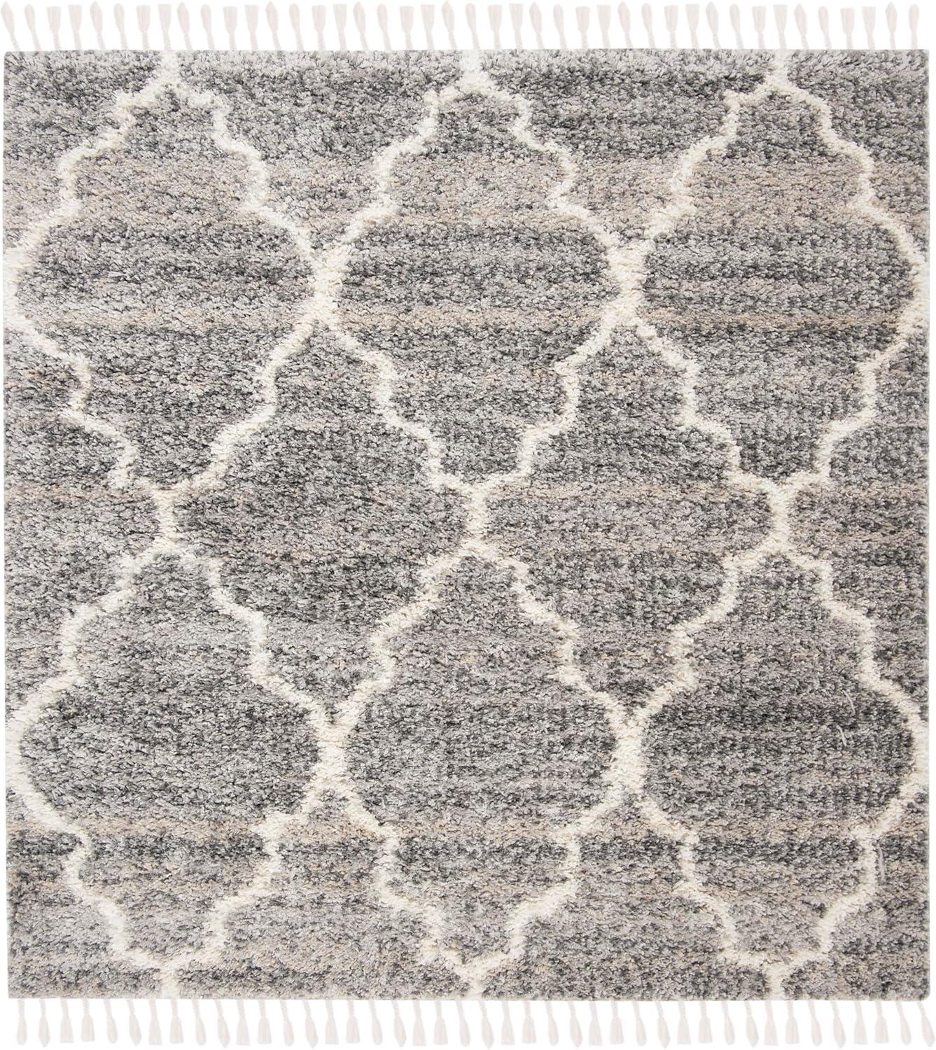 image:imageSAFAVIEH Montreal Shag Collection 53 x 76 NavyIvory SGML938N Trellis NonShedding Living Room Bedroom Dining Room Entryway Plush 2inch Thick Area RugGreyIvory