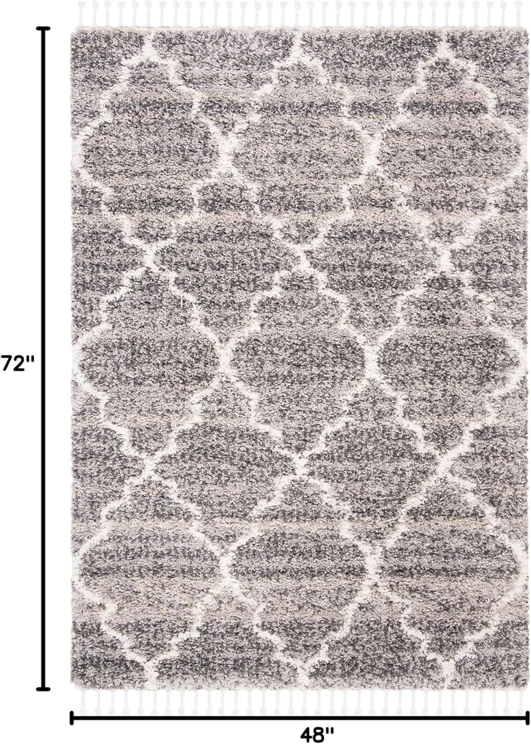 image:imageSAFAVIEH Montreal Shag Collection 53 x 76 NavyIvory SGML938N Trellis NonShedding Living Room Bedroom Dining Room Entryway Plush 2inch Thick Area RugGreyIvory
