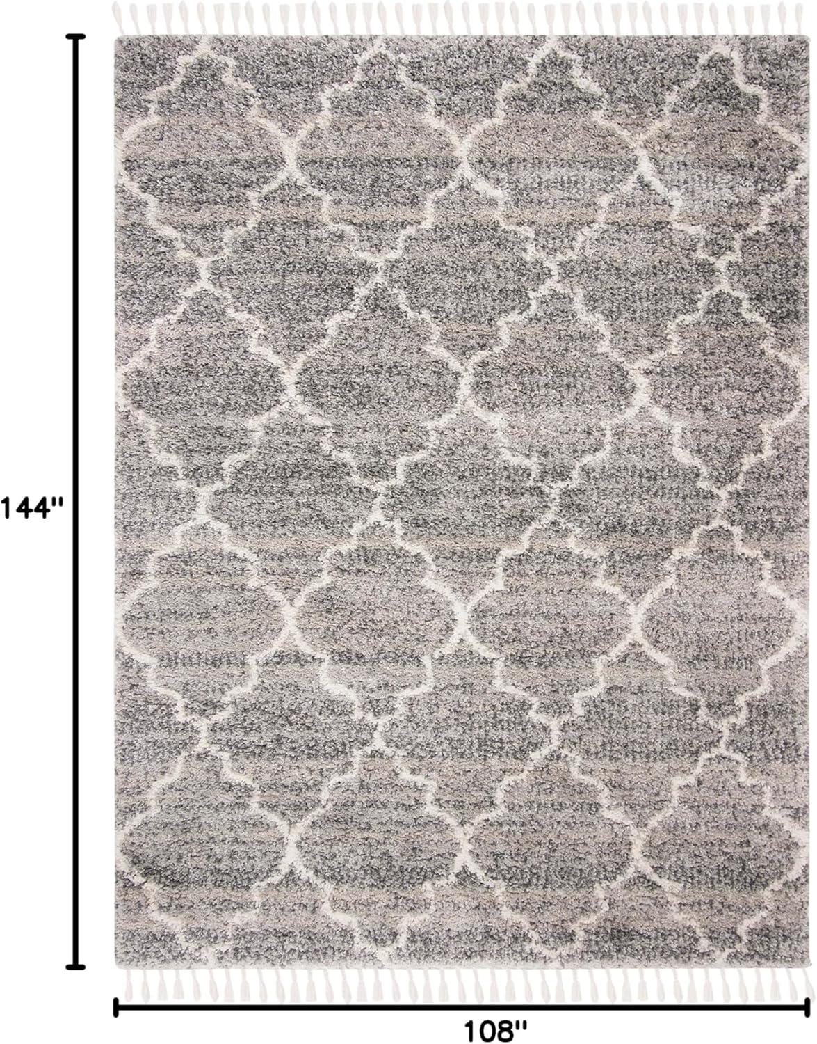 image:imageSAFAVIEH Montreal Shag Collection 53 x 76 NavyIvory SGML938N Trellis NonShedding Living Room Bedroom Dining Room Entryway Plush 2inch Thick Area RugGreyIvory