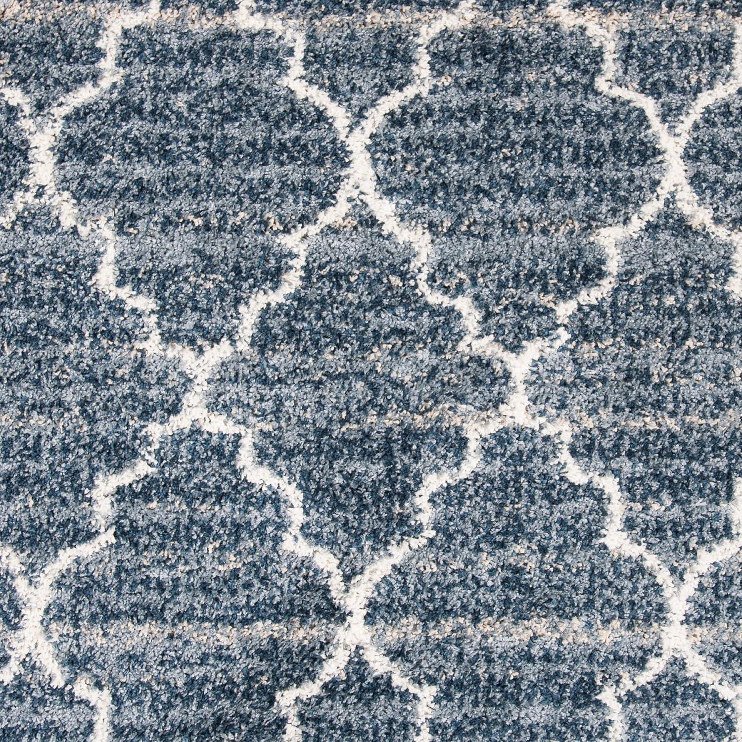 image:imageSAFAVIEH Montreal Shag Collection 53 x 76 NavyIvory SGML938N Trellis NonShedding Living Room Bedroom Dining Room Entryway Plush 2inch Thick Area RugNavyIvory