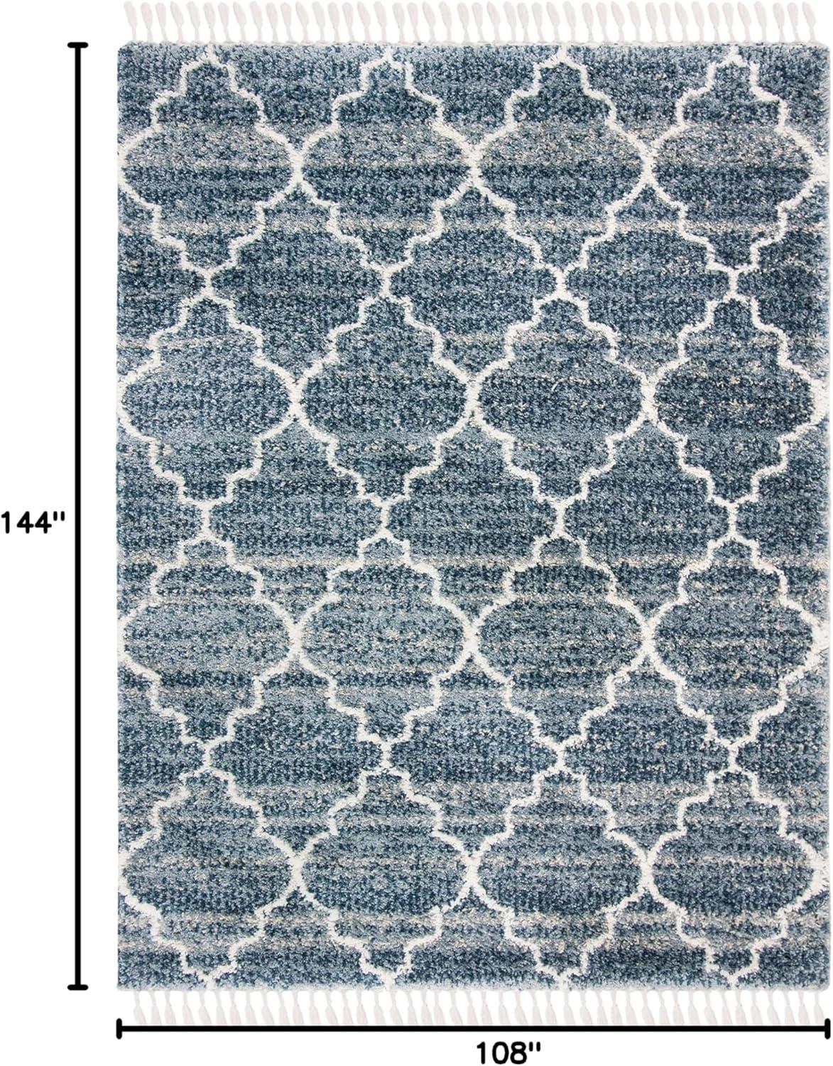image:imageSAFAVIEH Montreal Shag Collection 53 x 76 NavyIvory SGML938N Trellis NonShedding Living Room Bedroom Dining Room Entryway Plush 2inch Thick Area RugNavyIvory