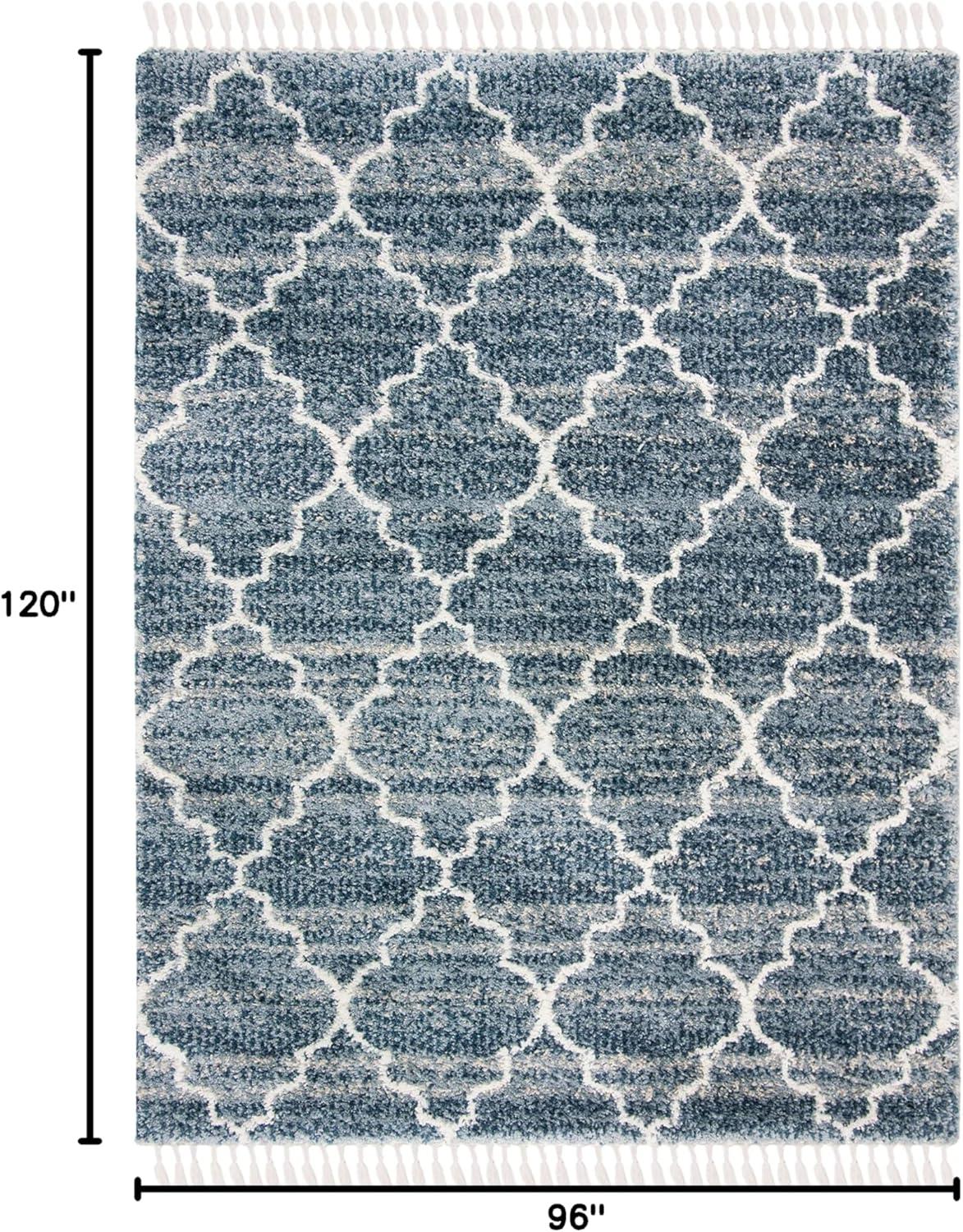 image:imageSAFAVIEH Montreal Shag Collection 53 x 76 NavyIvory SGML938N Trellis NonShedding Living Room Bedroom Dining Room Entryway Plush 2inch Thick Area RugNavyIvory