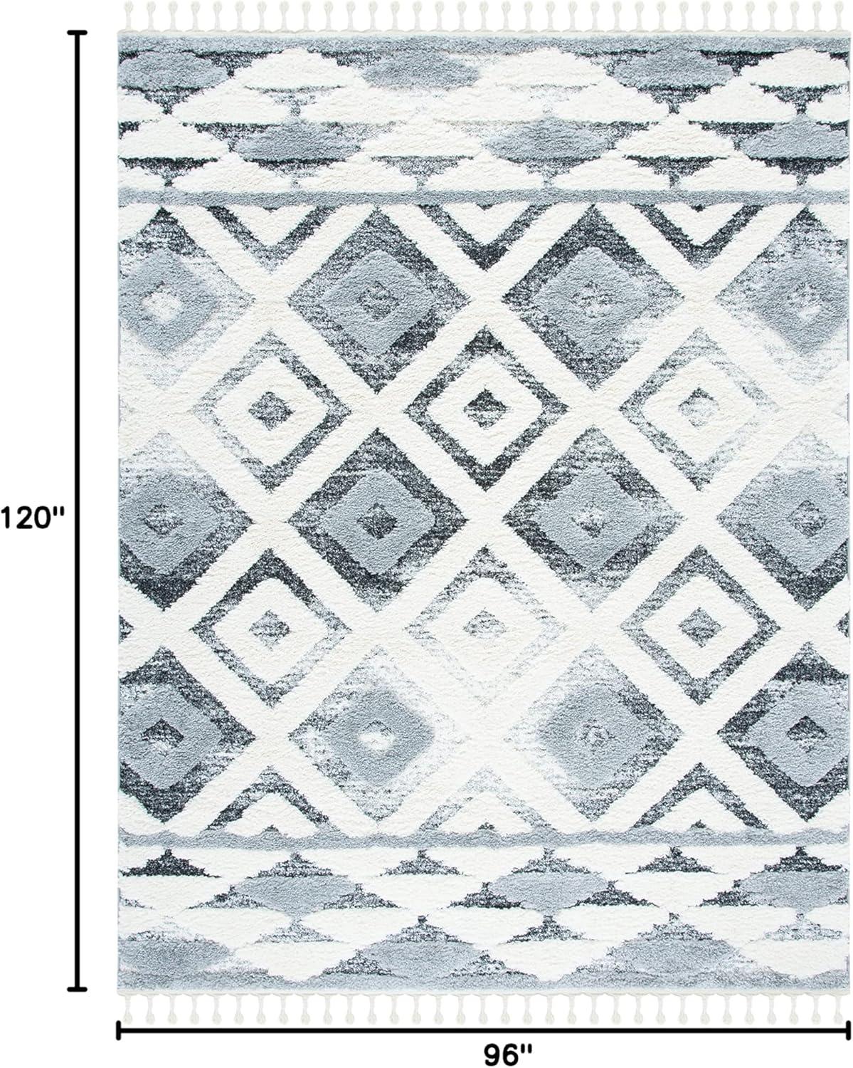 image:imageSAFAVIEH Moroccan Tassel Shag Collection Area Rug 53 x 76 Grey amp Ivory Boho Design NonShedding amp Easy Care 2inch Thick Ideal for High Traffic Areas in Living Room Bedroom MTS661FGreyIvory