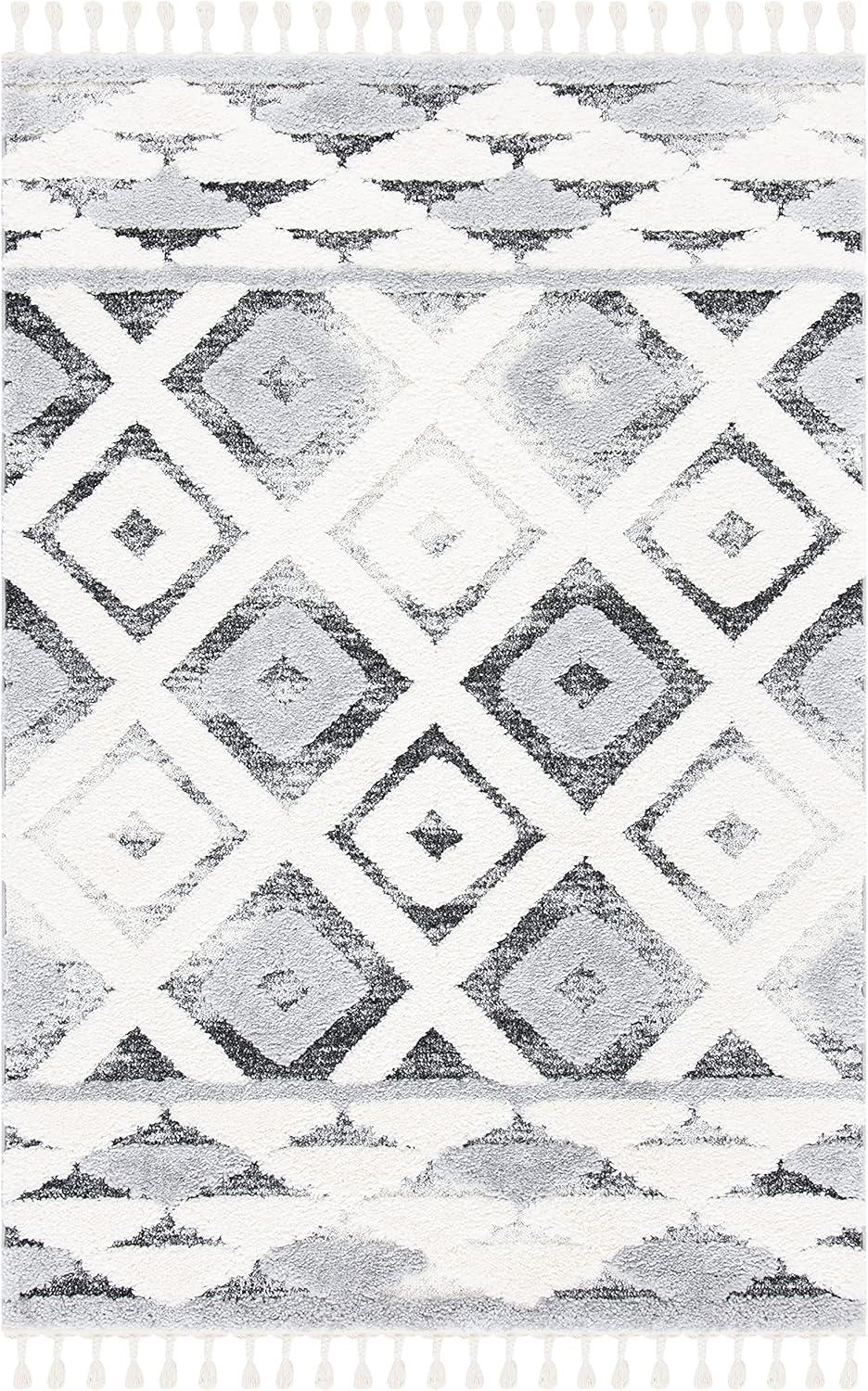 image:imageSAFAVIEH Moroccan Tassel Shag Collection Area Rug 53 x 76 Grey amp Ivory Boho Design NonShedding amp Easy Care 2inch Thick Ideal for High Traffic Areas in Living Room Bedroom MTS661FGreyIvory