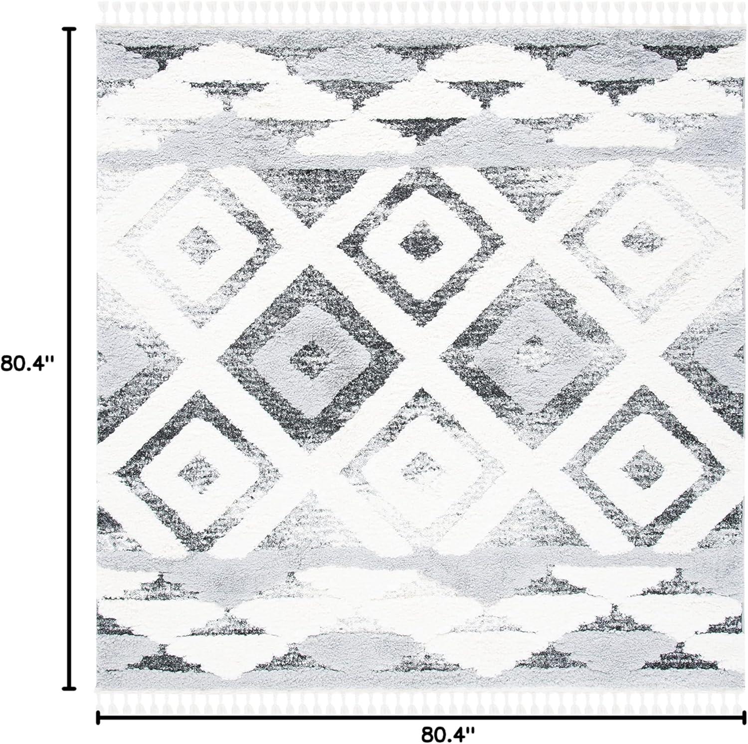 image:imageSAFAVIEH Moroccan Tassel Shag Collection Area Rug 53 x 76 Grey amp Ivory Boho Design NonShedding amp Easy Care 2inch Thick Ideal for High Traffic Areas in Living Room Bedroom MTS661FGreyIvory