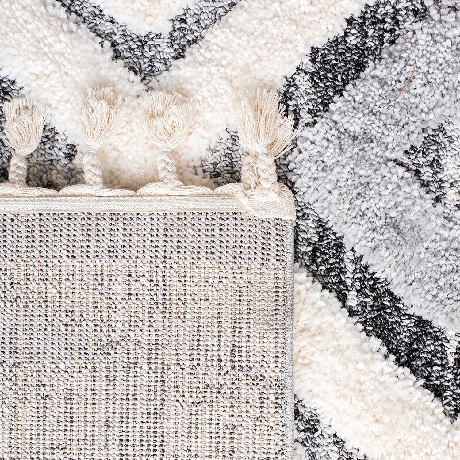 image:imageSAFAVIEH Moroccan Tassel Shag Collection Area Rug 53 x 76 Grey amp Ivory Boho Design NonShedding amp Easy Care 2inch Thick Ideal for High Traffic Areas in Living Room Bedroom MTS661FGreyIvory