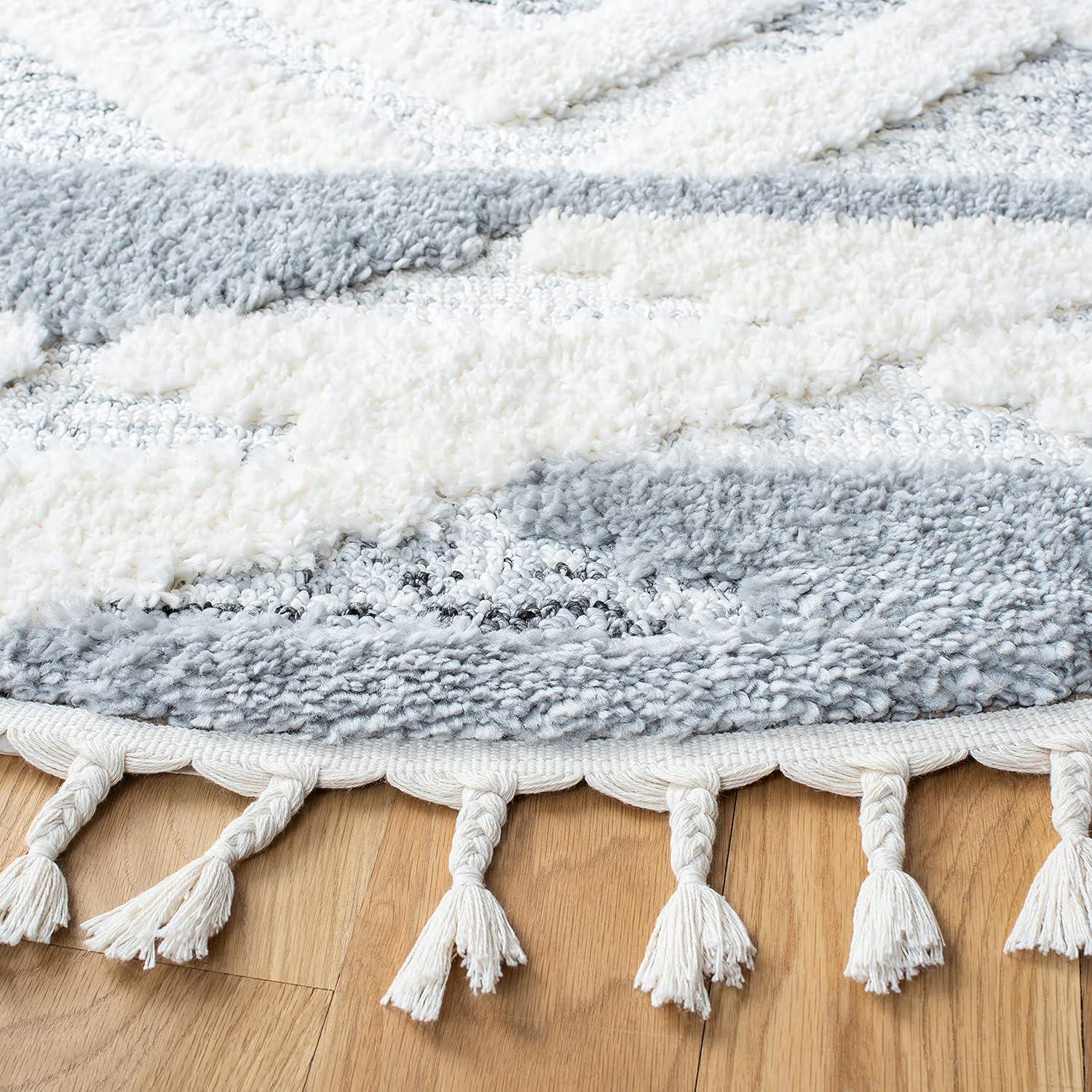 image:imageSAFAVIEH Moroccan Tassel Shag Collection Area Rug 53 x 76 Grey amp Ivory Boho Design NonShedding amp Easy Care 2inch Thick Ideal for High Traffic Areas in Living Room Bedroom MTS661FGreyIvory
