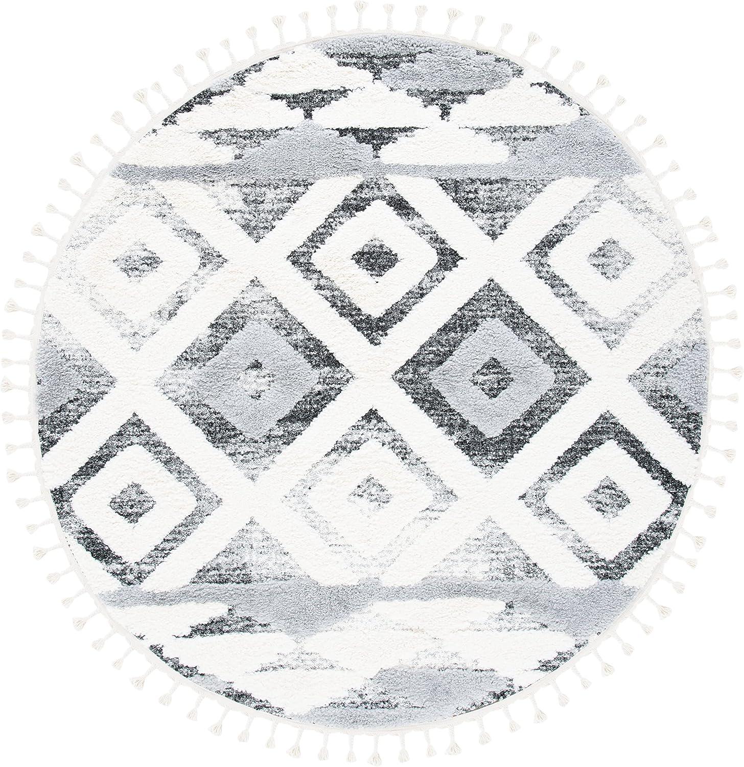 image:imageSAFAVIEH Moroccan Tassel Shag Collection Area Rug 53 x 76 Grey amp Ivory Boho Design NonShedding amp Easy Care 2inch Thick Ideal for High Traffic Areas in Living Room Bedroom MTS661FGreyIvory
