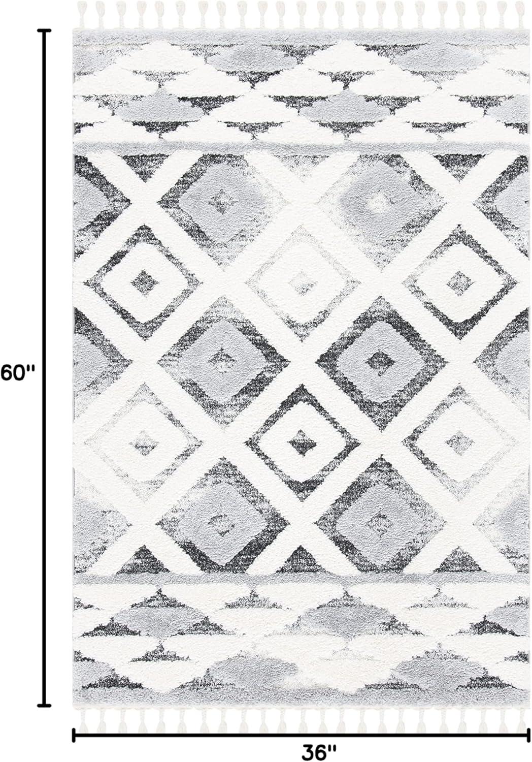 image:imageSAFAVIEH Moroccan Tassel Shag Collection Area Rug 53 x 76 Grey amp Ivory Boho Design NonShedding amp Easy Care 2inch Thick Ideal for High Traffic Areas in Living Room Bedroom MTS661FGreyIvory