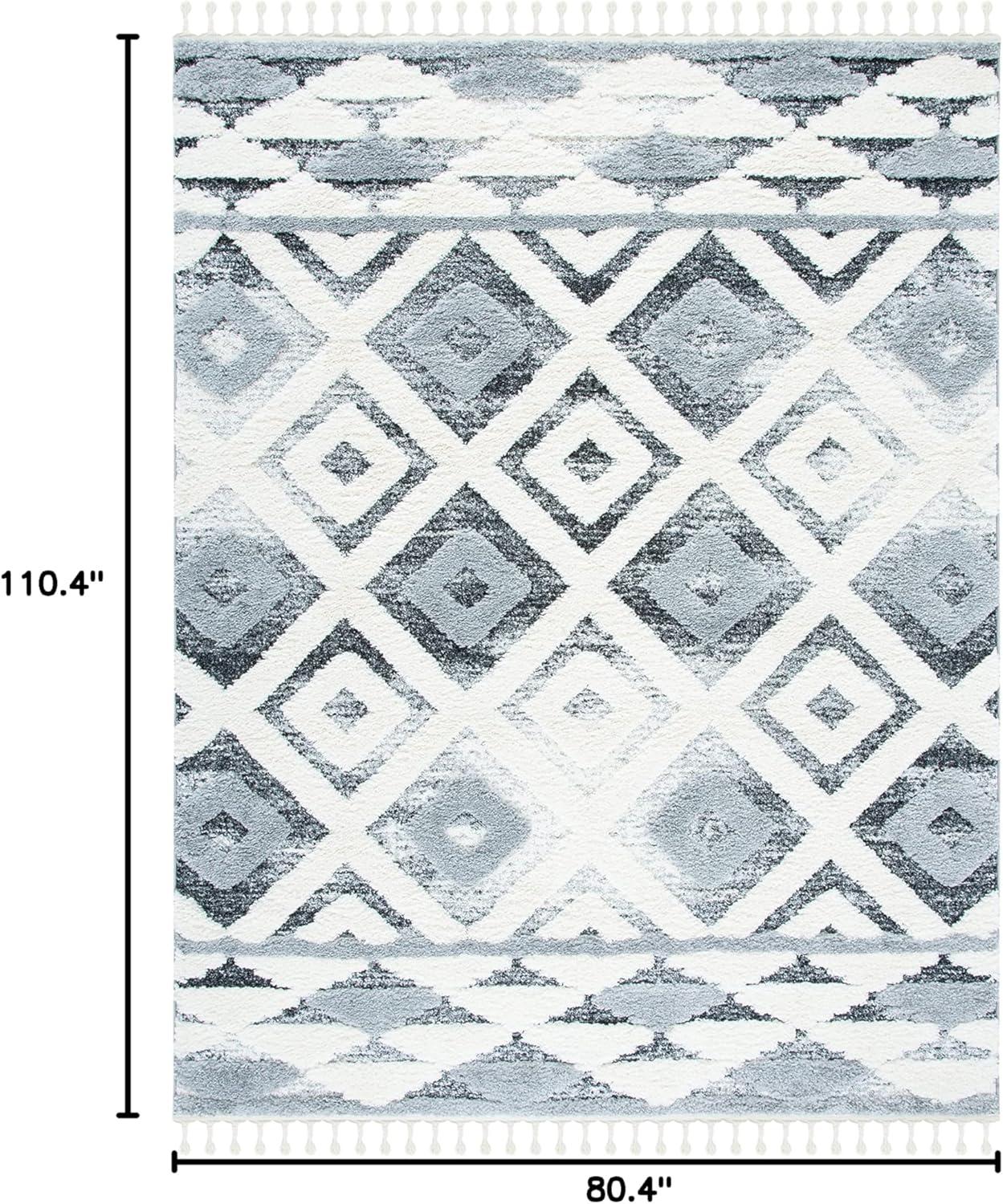 image:imageSAFAVIEH Moroccan Tassel Shag Collection Area Rug 53 x 76 Grey amp Ivory Boho Design NonShedding amp Easy Care 2inch Thick Ideal for High Traffic Areas in Living Room Bedroom MTS661FGreyIvory