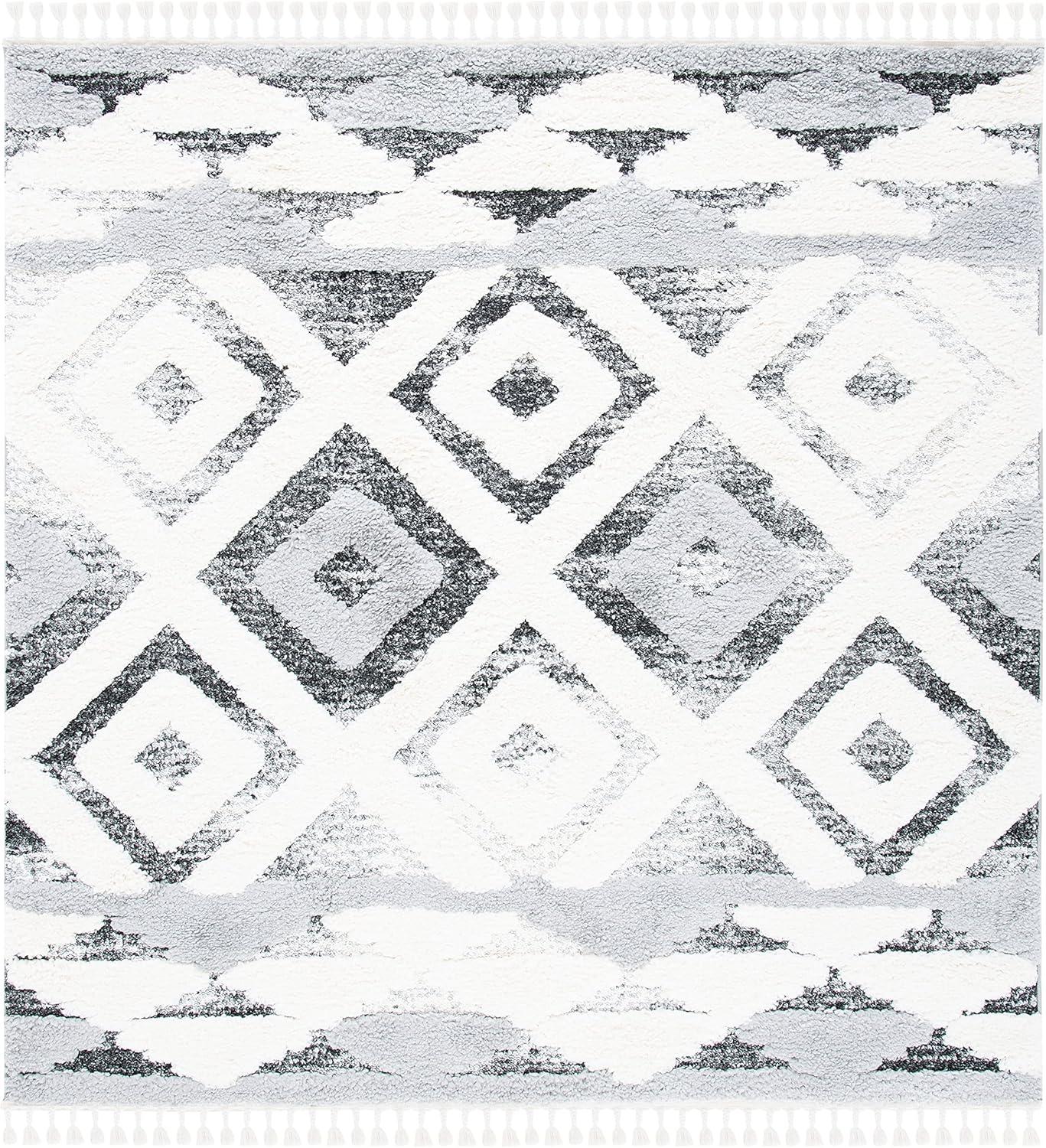 image:imageSAFAVIEH Moroccan Tassel Shag Collection Area Rug 53 x 76 Grey amp Ivory Boho Design NonShedding amp Easy Care 2inch Thick Ideal for High Traffic Areas in Living Room Bedroom MTS661FGreyIvory