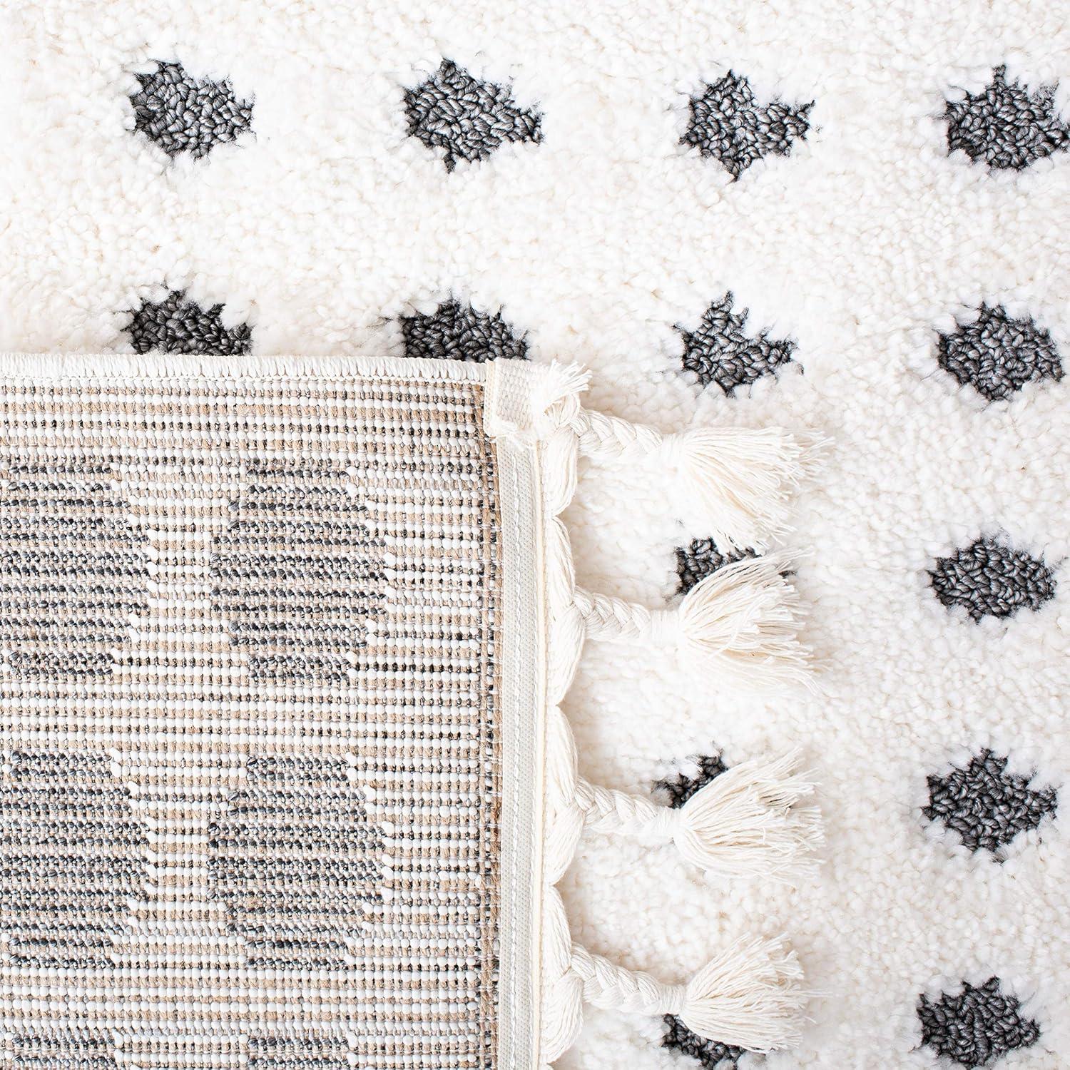 image:imageSAFAVIEH Moroccan Tassel Shag Collection Area Rug 53 x 76 Ivory amp Grey Boho Design NonShedding amp Easy Care 2inch Thick Ideal for High Traffic Areas in Living Room Bedroom MTS690AIvoryGrey