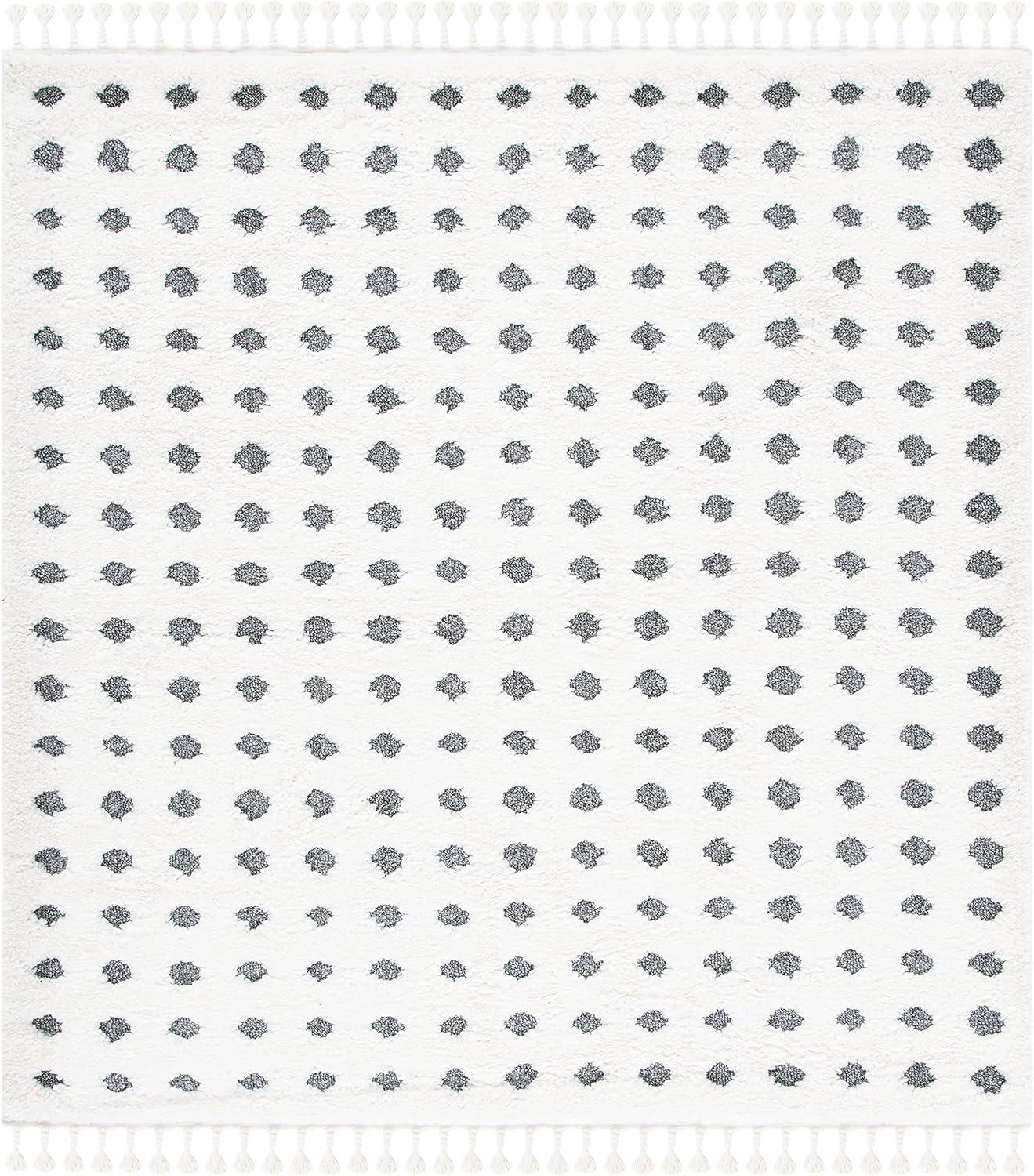 image:imageSAFAVIEH Moroccan Tassel Shag Collection Area Rug 53 x 76 Ivory amp Grey Boho Design NonShedding amp Easy Care 2inch Thick Ideal for High Traffic Areas in Living Room Bedroom MTS690AIvoryGrey