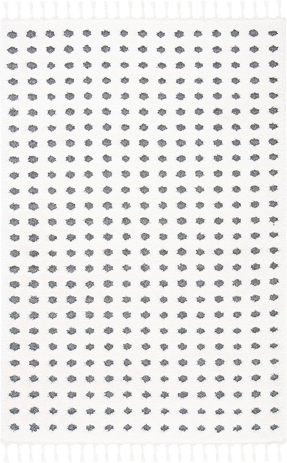 image:imageSAFAVIEH Moroccan Tassel Shag Collection Area Rug 53 x 76 Ivory amp Grey Boho Design NonShedding amp Easy Care 2inch Thick Ideal for High Traffic Areas in Living Room Bedroom MTS690AIvoryGrey