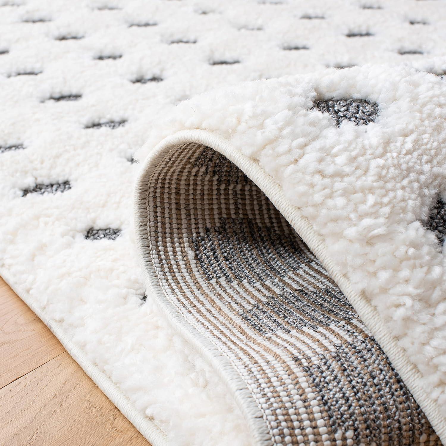 image:imageSAFAVIEH Moroccan Tassel Shag Collection Area Rug 53 x 76 Ivory amp Grey Boho Design NonShedding amp Easy Care 2inch Thick Ideal for High Traffic Areas in Living Room Bedroom MTS690AIvoryGrey