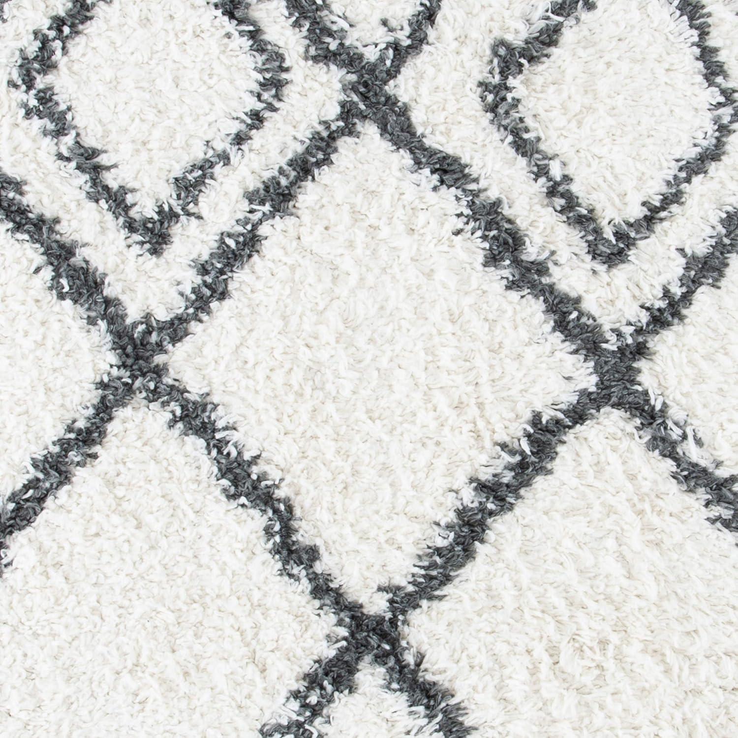image:imageSAFAVIEH Moroccan Tassel Shag Collection Area Rug 53 x 76 Ivory amp Light Grey Boho NonShedding amp Easy Care 15inch Thick Ideal for High Traffic Areas in Living Room Bedroom MTS335BIvoryDark Grey