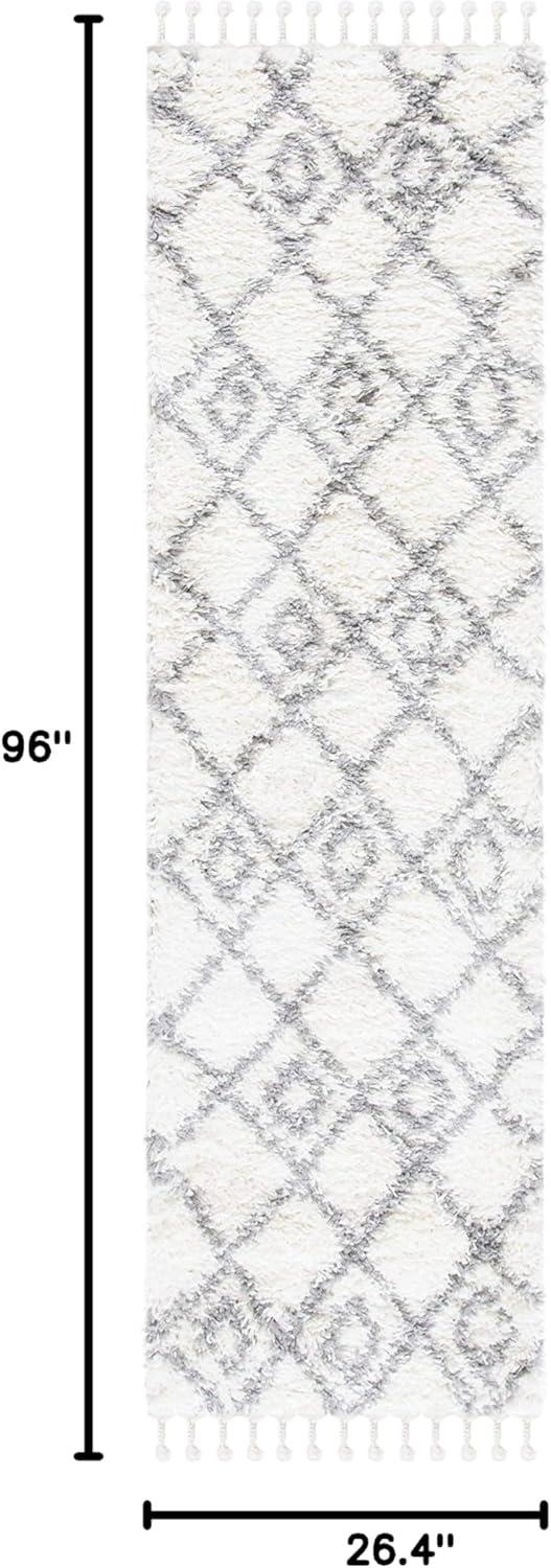 image:imageSAFAVIEH Moroccan Tassel Shag Collection Area Rug 53 x 76 Ivory amp Light Grey Boho NonShedding amp Easy Care 15inch Thick Ideal for High Traffic Areas in Living Room Bedroom MTS335BIvoryLight Grey