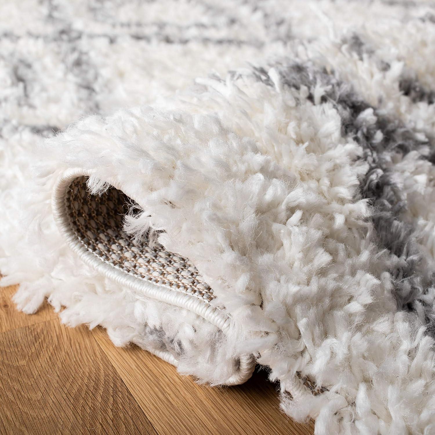 image:imageSAFAVIEH Moroccan Tassel Shag Collection Area Rug 53 x 76 Ivory amp Light Grey Boho NonShedding amp Easy Care 15inch Thick Ideal for High Traffic Areas in Living Room Bedroom MTS335BIvoryLight Grey