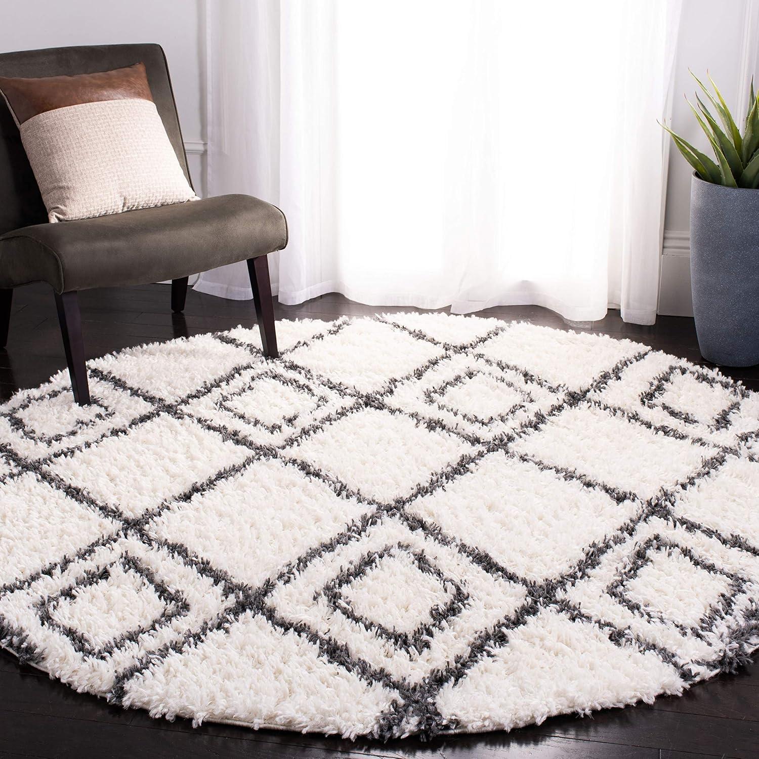 image:imageSAFAVIEH Moroccan Tassel Shag Collection Area Rug 53 x 76 Ivory amp Light Grey Boho NonShedding amp Easy Care 15inch Thick Ideal for High Traffic Areas in Living Room Bedroom MTS335BIvoryDark Grey