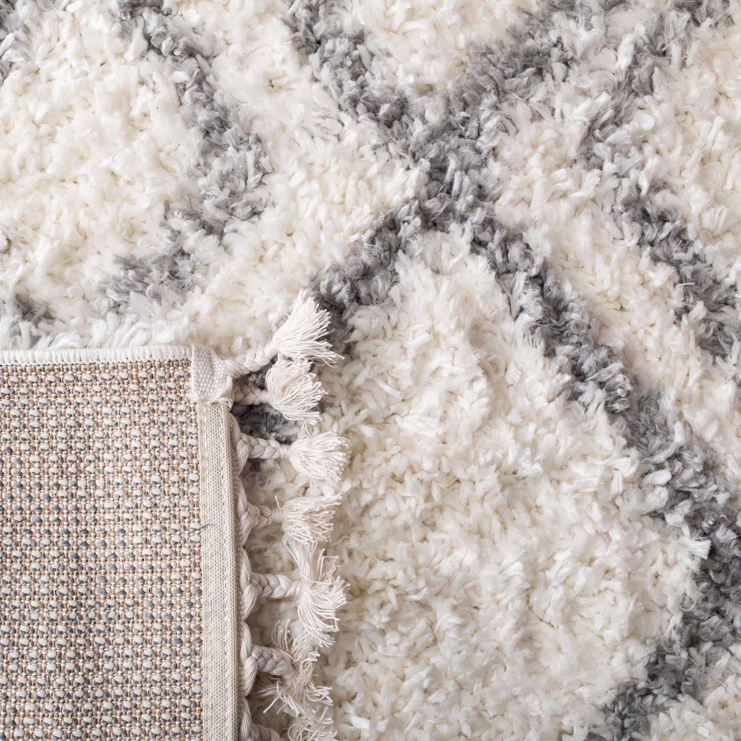 image:imageSAFAVIEH Moroccan Tassel Shag Collection Area Rug 53 x 76 Ivory amp Light Grey Boho NonShedding amp Easy Care 15inch Thick Ideal for High Traffic Areas in Living Room Bedroom MTS335BIvoryLight Grey