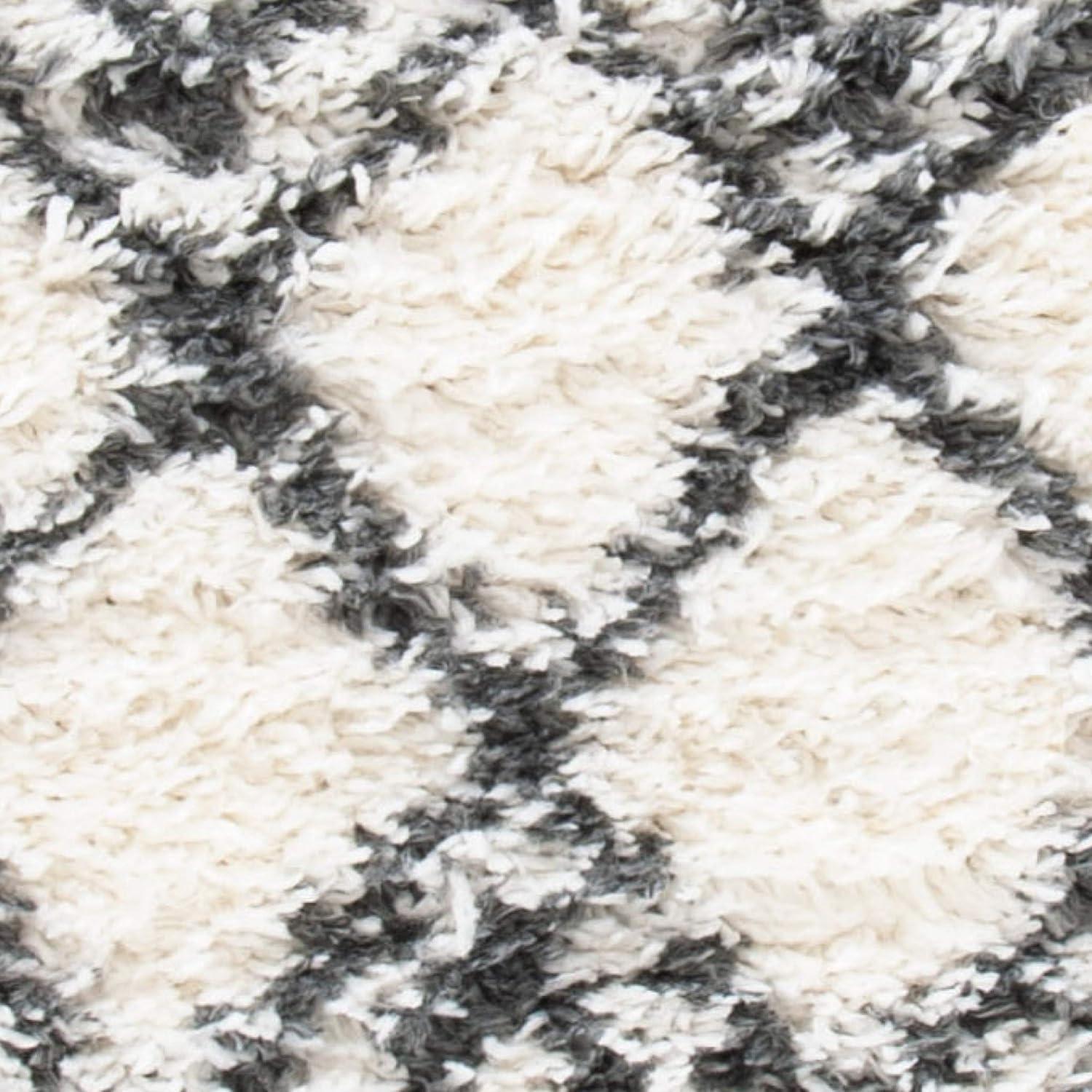 image:imageSAFAVIEH Moroccan Tassel Shag Collection Area Rug 53 x 76 Ivory amp Light Grey Boho NonShedding amp Easy Care 15inch Thick Ideal for High Traffic Areas in Living Room Bedroom MTS335BIvoryDark Grey