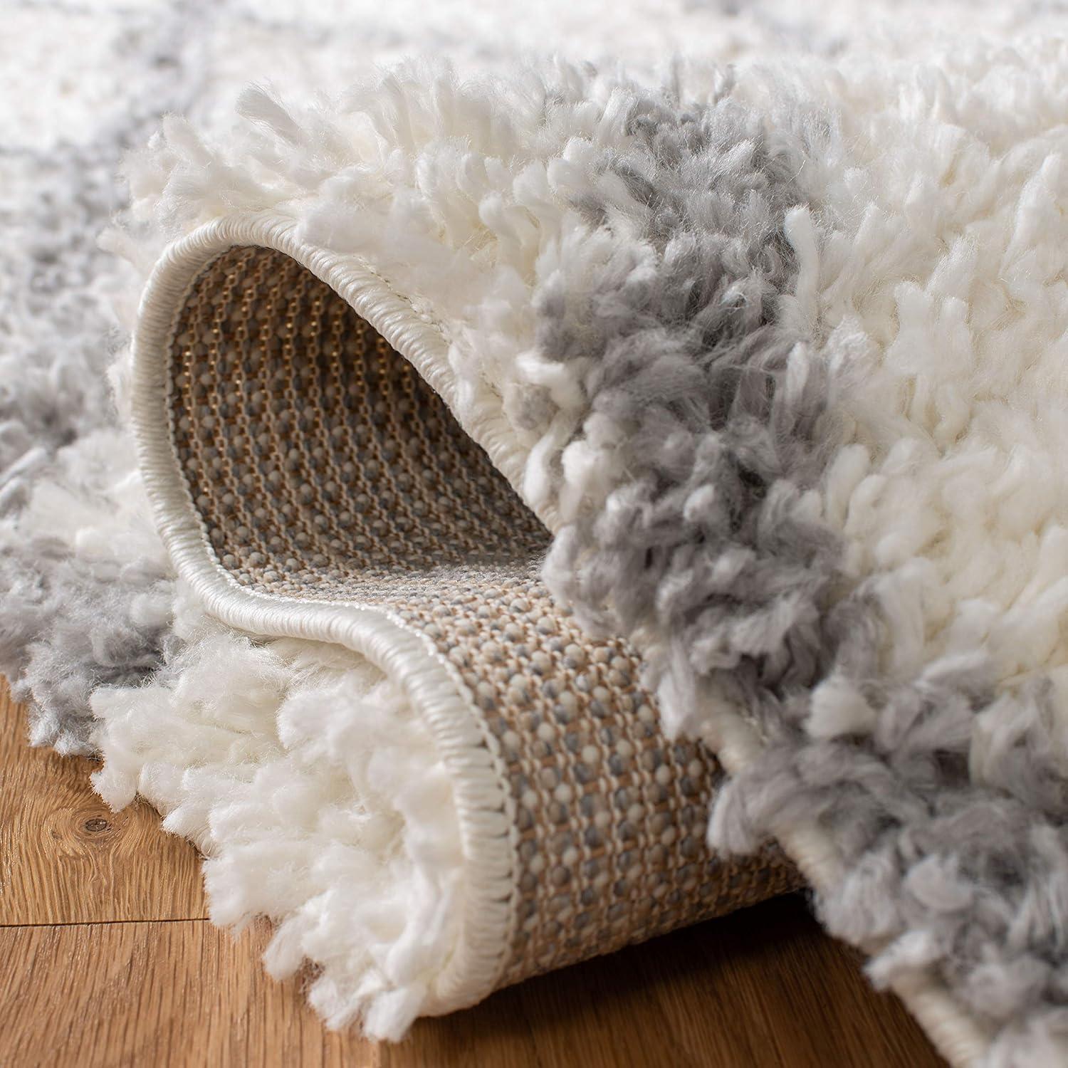 image:imageSAFAVIEH Moroccan Tassel Shag Collection Area Rug 53 x 76 Ivory amp Light Grey Boho NonShedding amp Easy Care 15inch Thick Ideal for High Traffic Areas in Living Room Bedroom MTS335BIvoryLight Grey