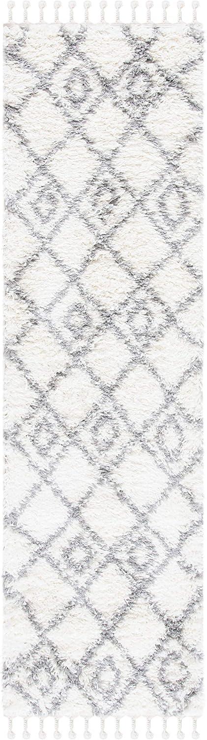 image:imageSAFAVIEH Moroccan Tassel Shag Collection Area Rug 53 x 76 Ivory amp Light Grey Boho NonShedding amp Easy Care 15inch Thick Ideal for High Traffic Areas in Living Room Bedroom MTS335BIvoryLight Grey